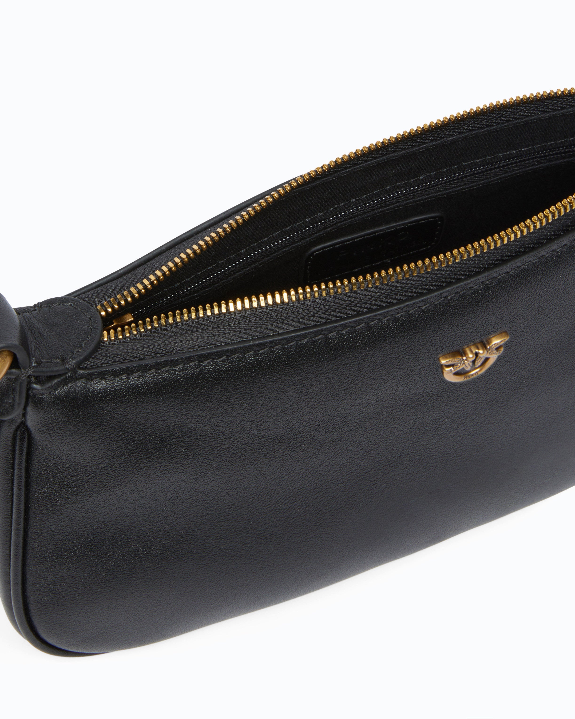 Pinko Half Moon Mini torebka skórzana czarna
