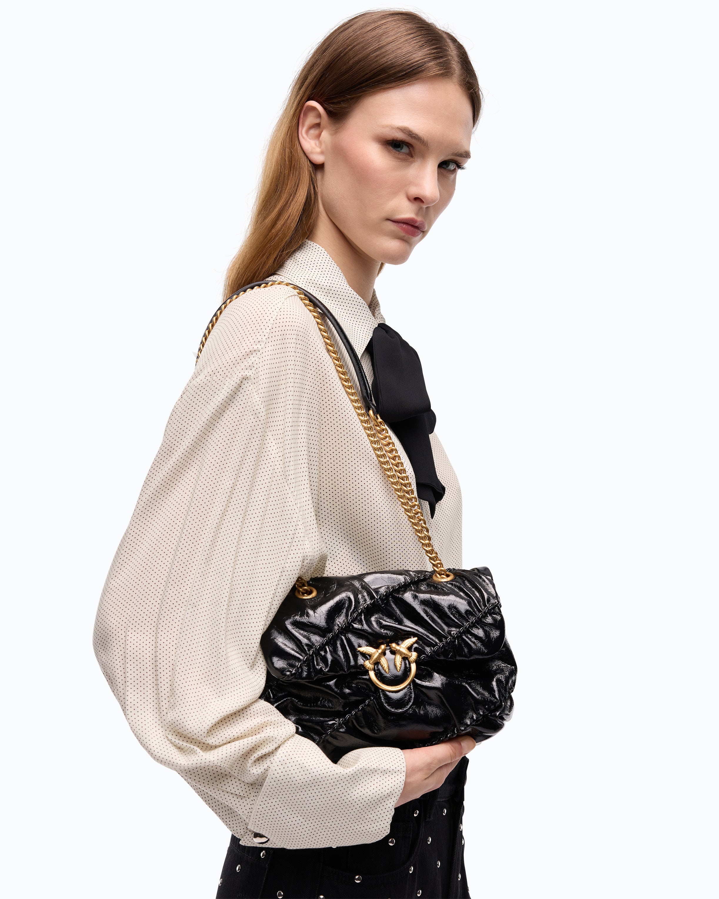 Pinko Love Bag Puff Mini torebka czarna crinkle