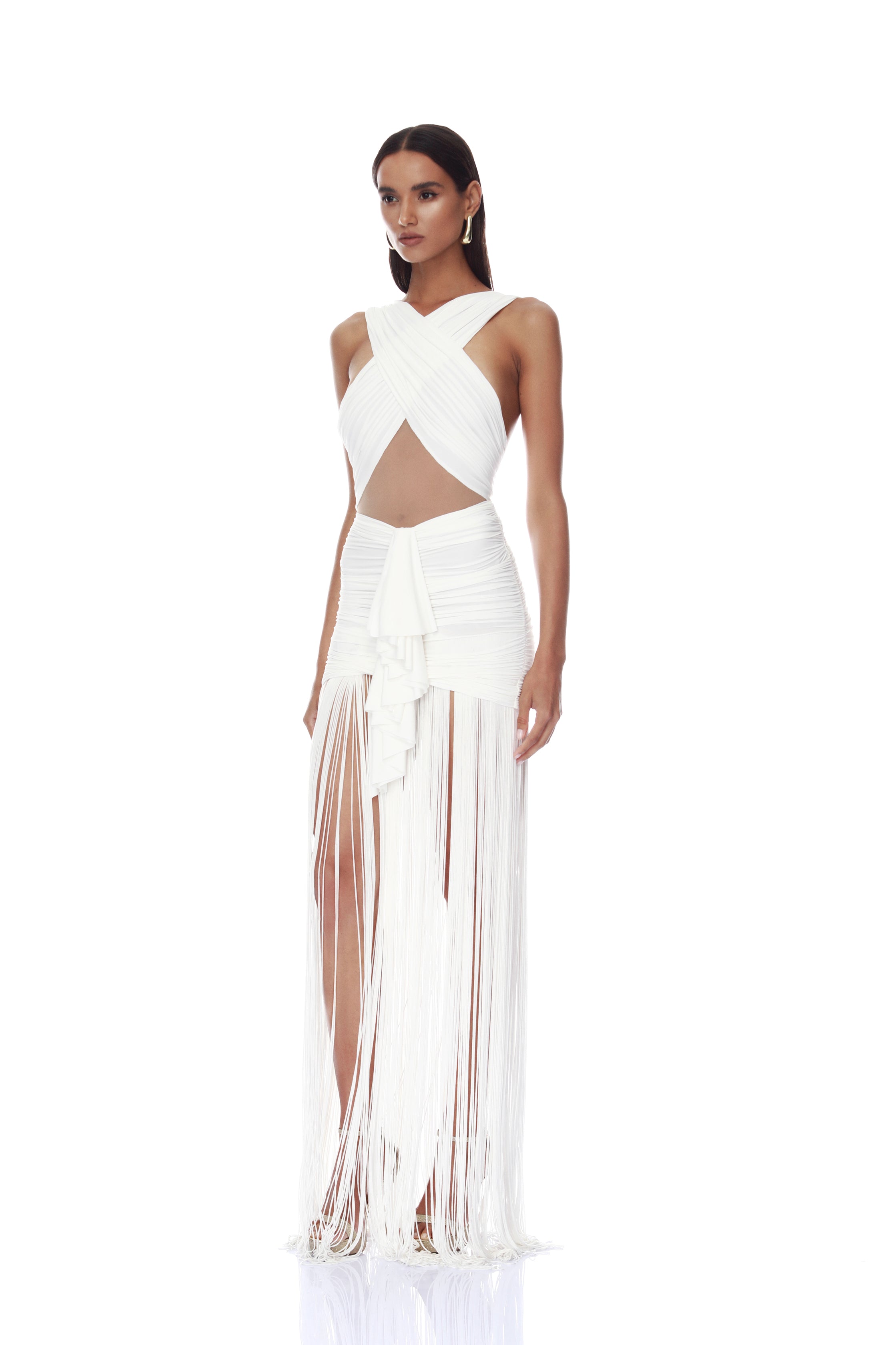 Bronx and Banco Fringe Valerie Maxi Dress sukienka z frędzlami