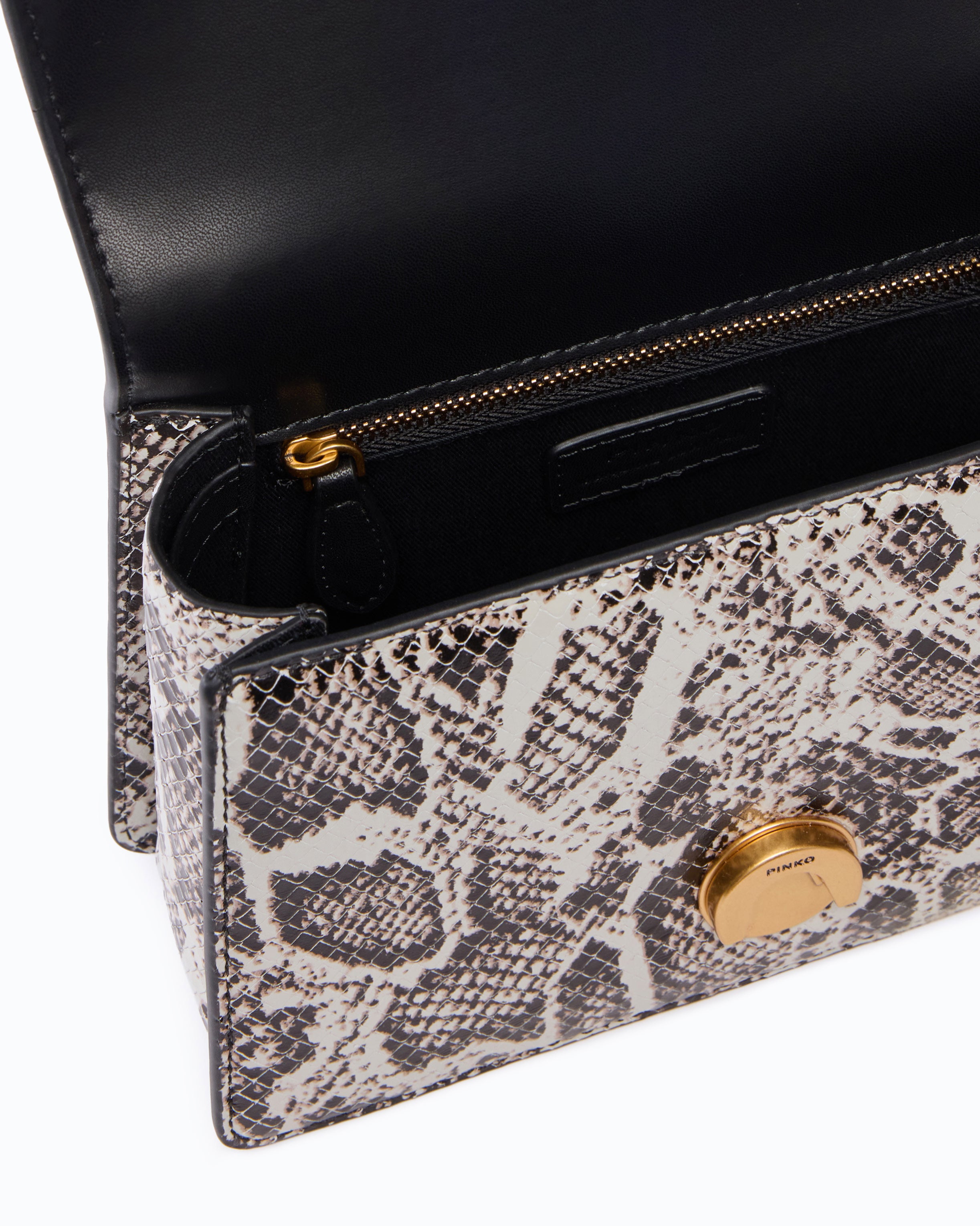 Pinko Love One torebka mini top handle skóra pyton