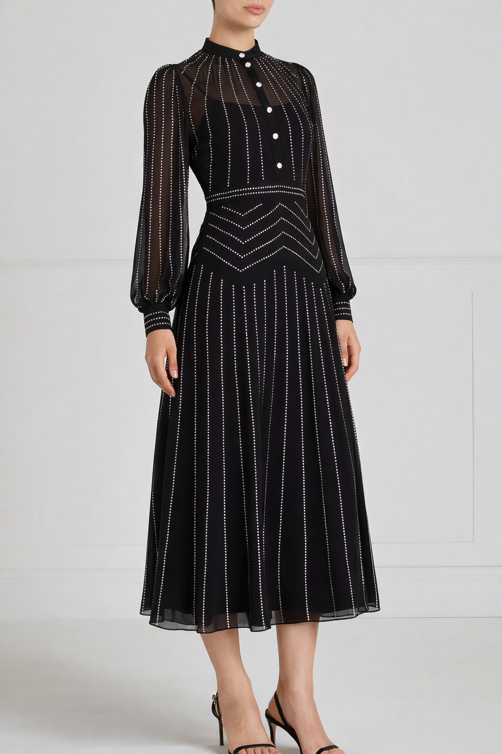 Temperley London Villanelle Dress sukienka czarna z kryształkami