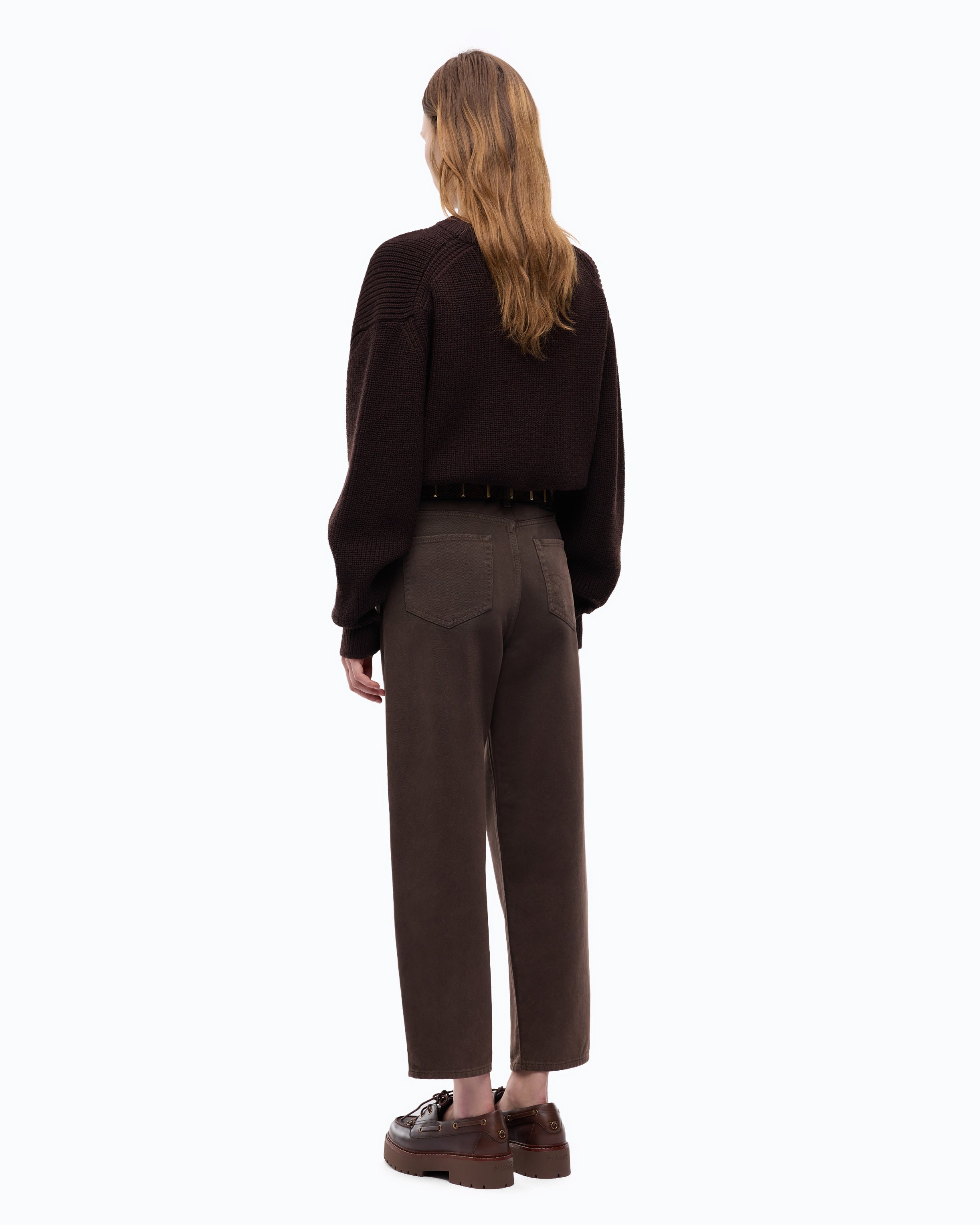 Pinko Estelle Egg spodnie barrel fit brązowe bull