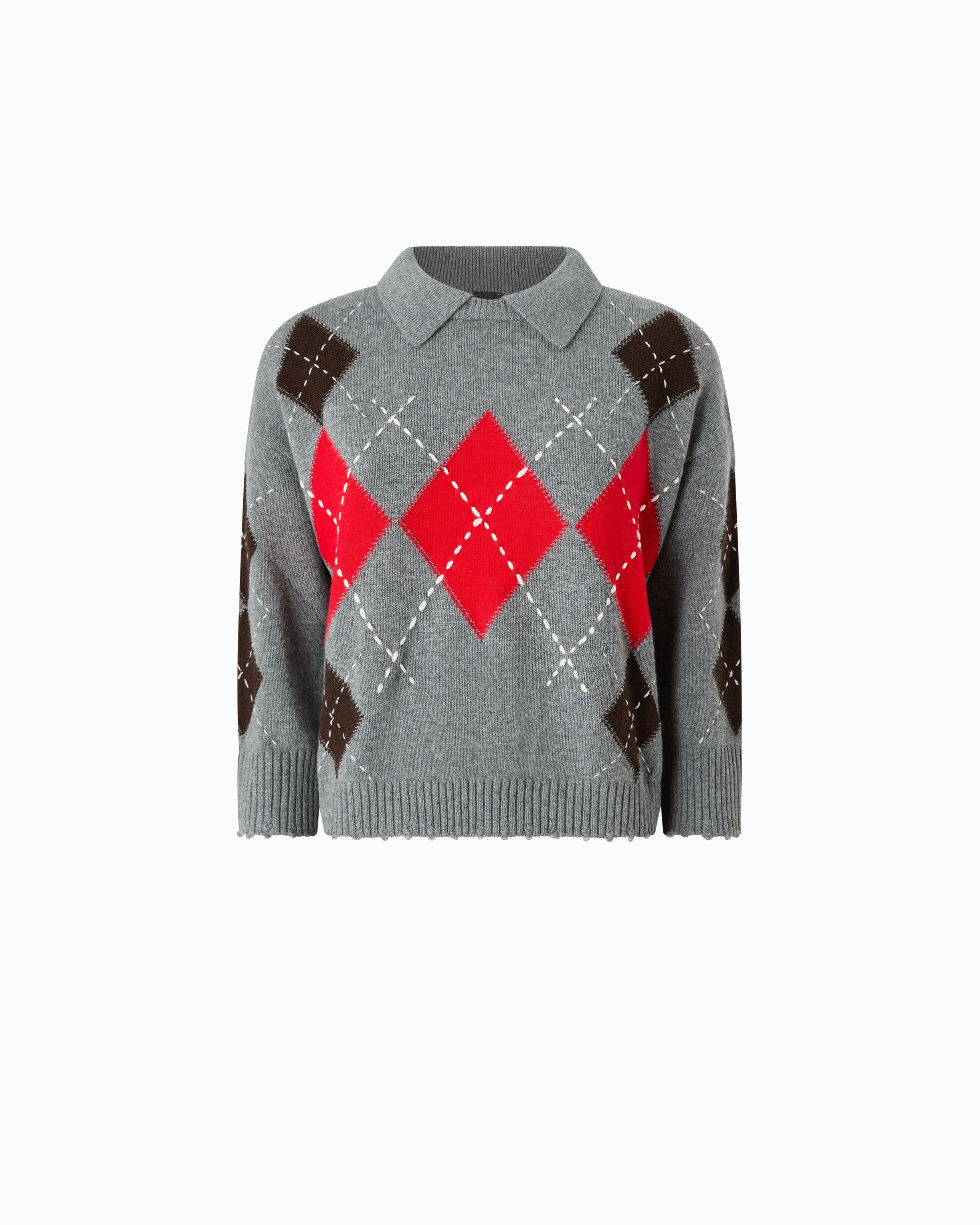 Pinko Cork sweter w romby wełna kaszmir