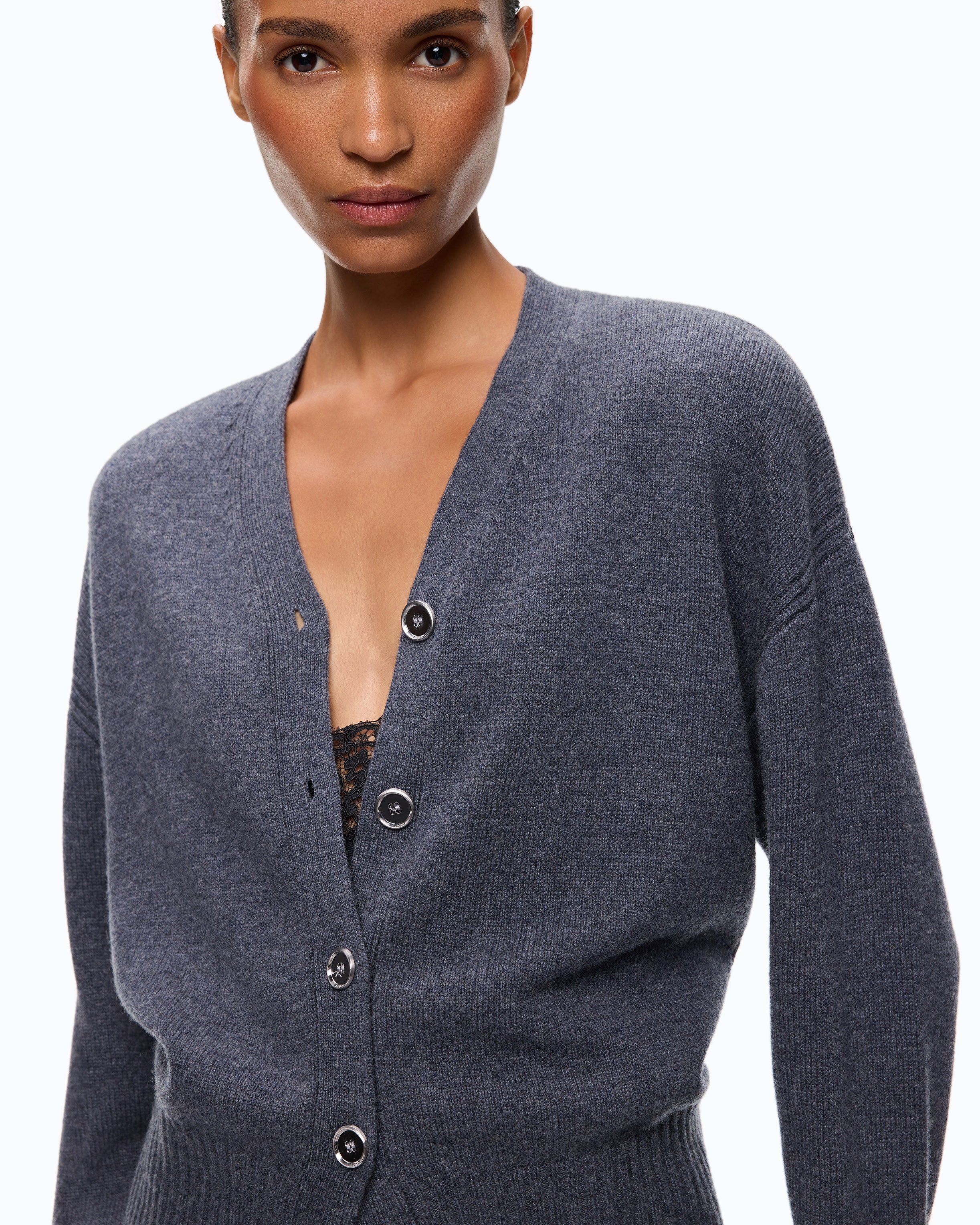 Pinko Vienna Cardigan kardigan szary wełna kaszmir