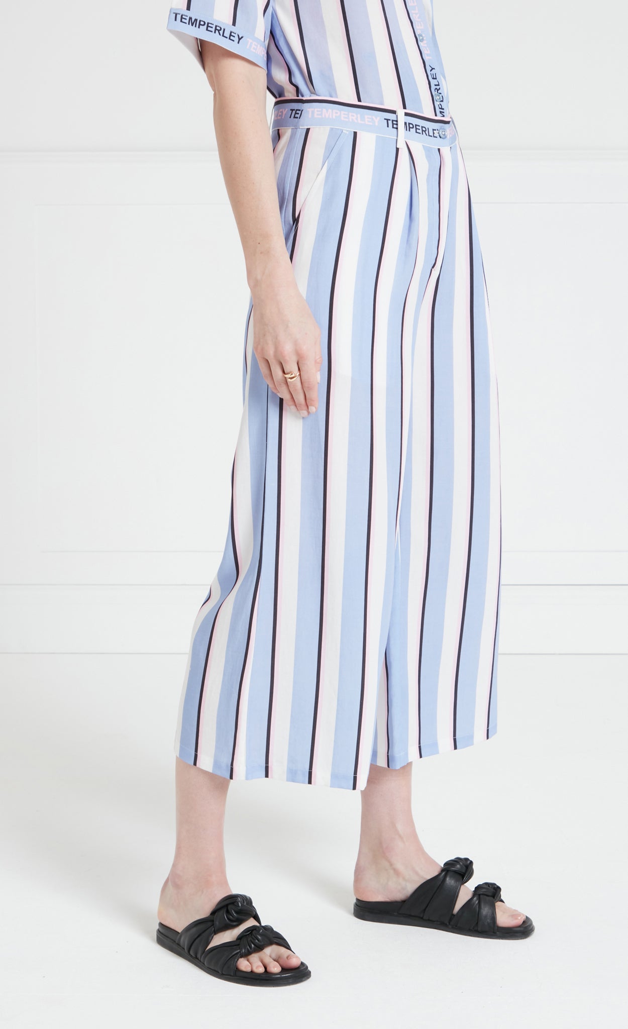 Temperley London Dominique spodnie lyocell niebieskie