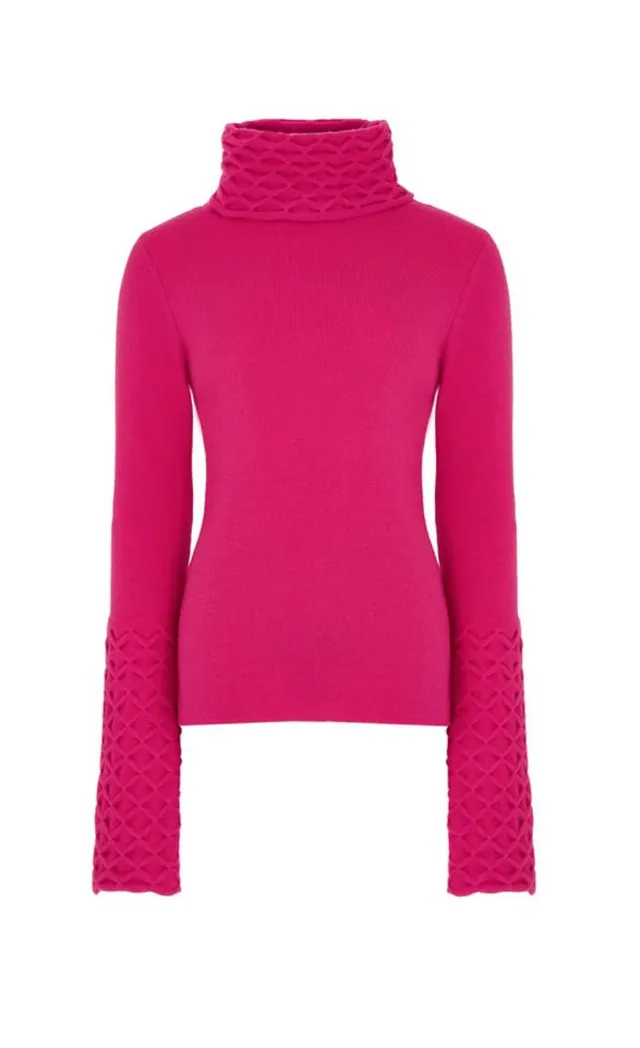 Temperley London Honeycomb sweter wełniany Raspberry