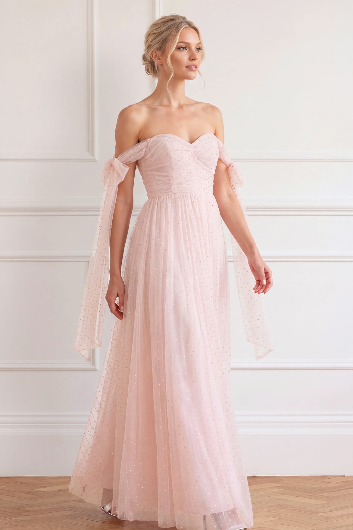 Needle & Thread Amaya Shimmer Gown suknia Pink kryształki