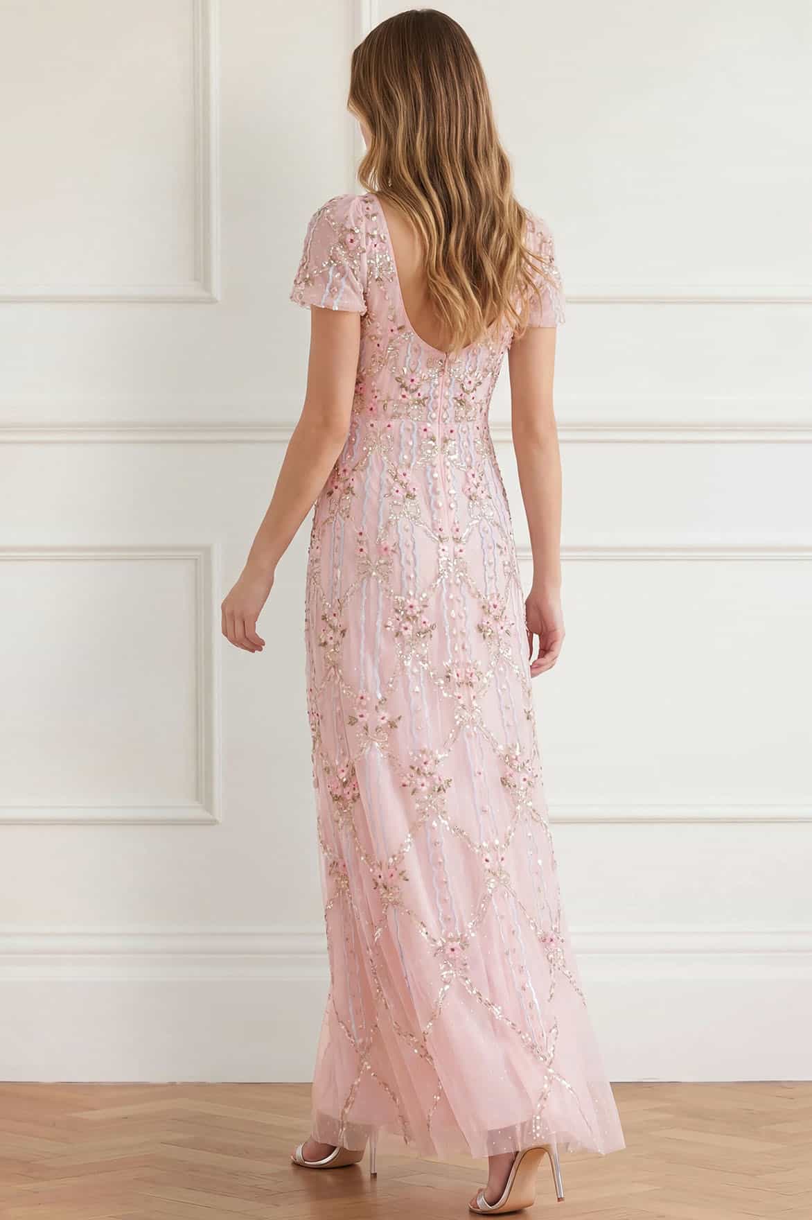 Needle & Thread Lovers Lace Gown suknia różowa cekiny