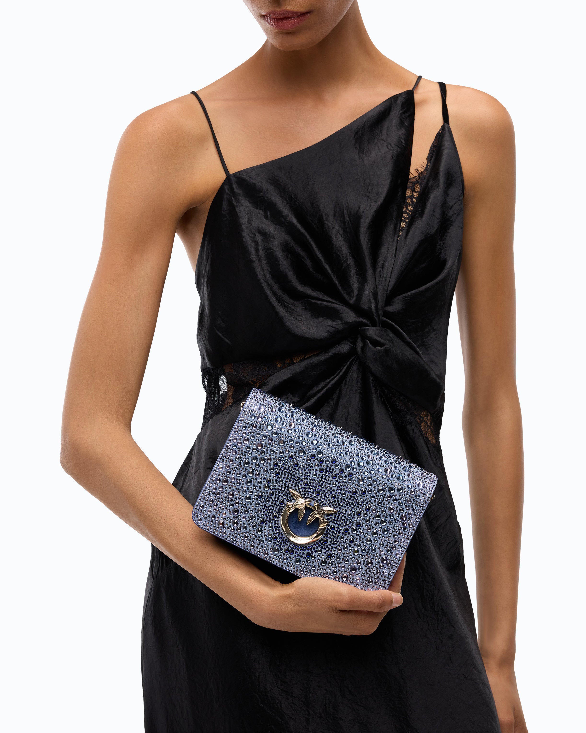 Pinko New Love Click Mini torebka wieczorowa z krysztalkami