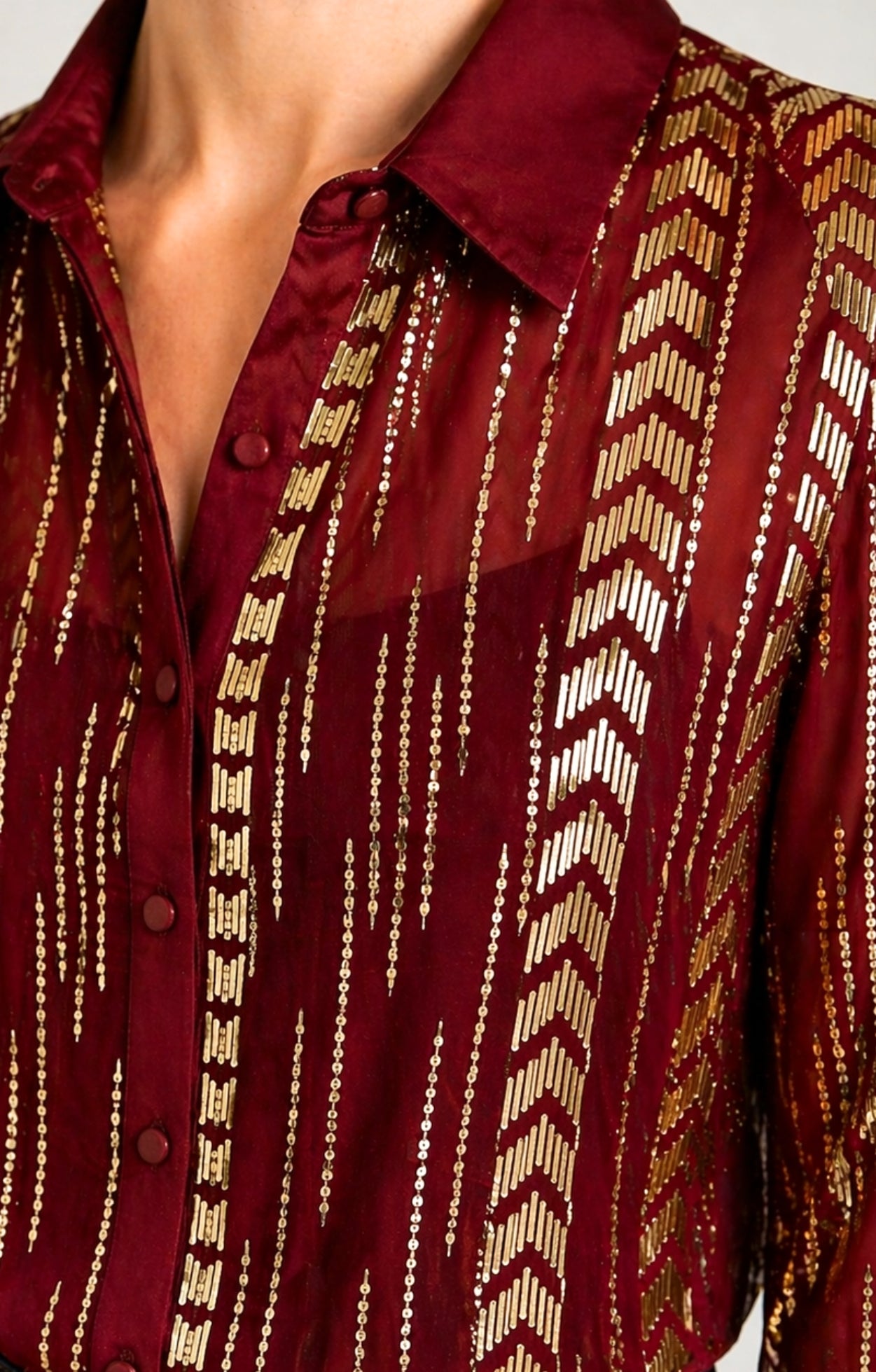 Temperley London Viola koszula cekinowa Claret