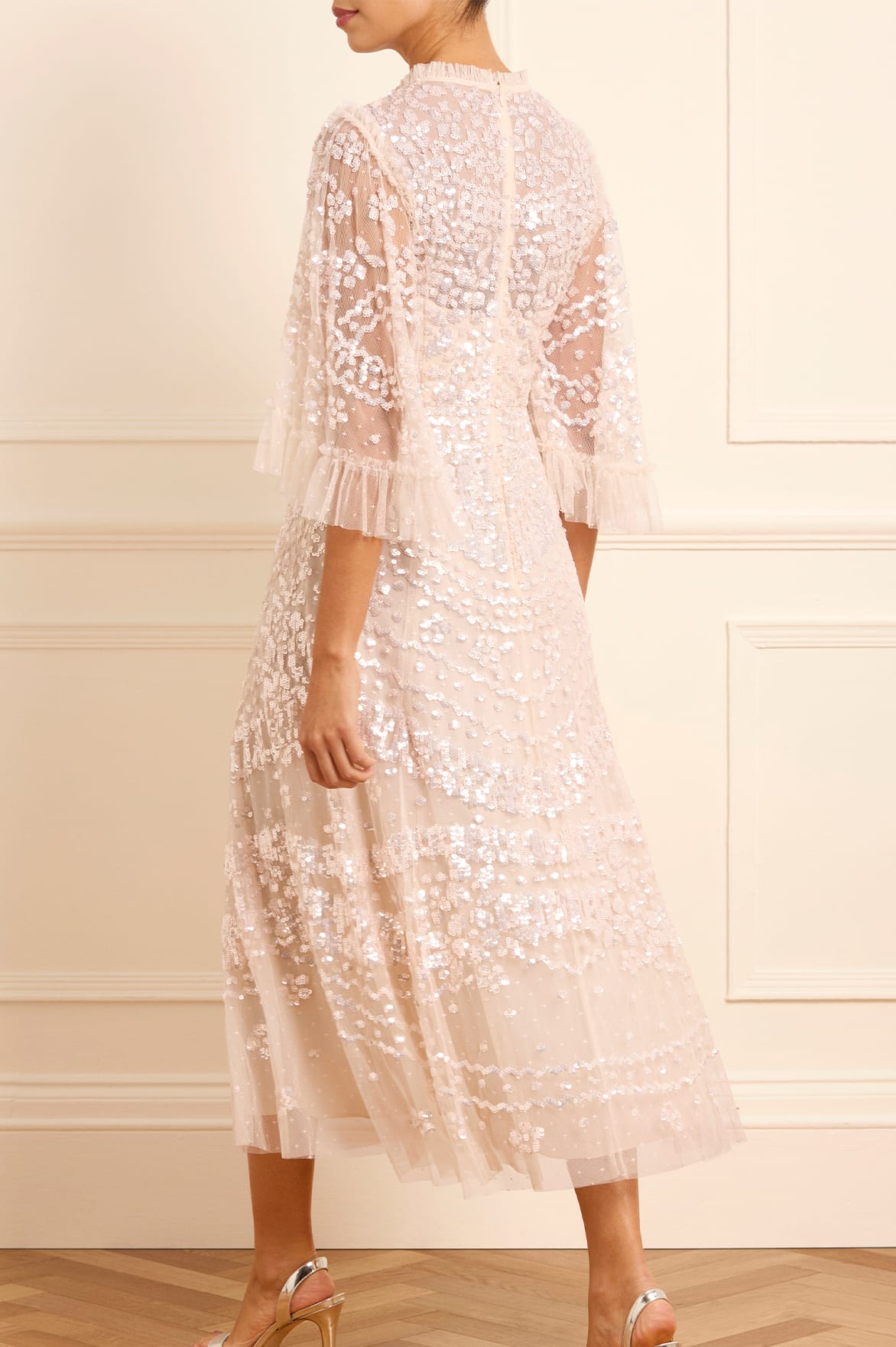 Needle & Thread Anais Sequin Ballerina Dress sukienka kremowa