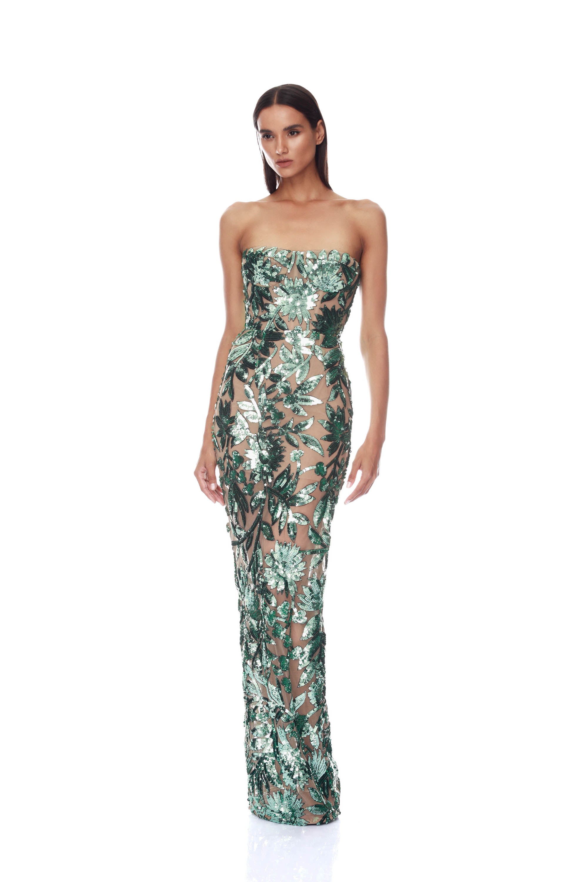 Bronx and Banco Dahlia Teal Strapless sukienka morska