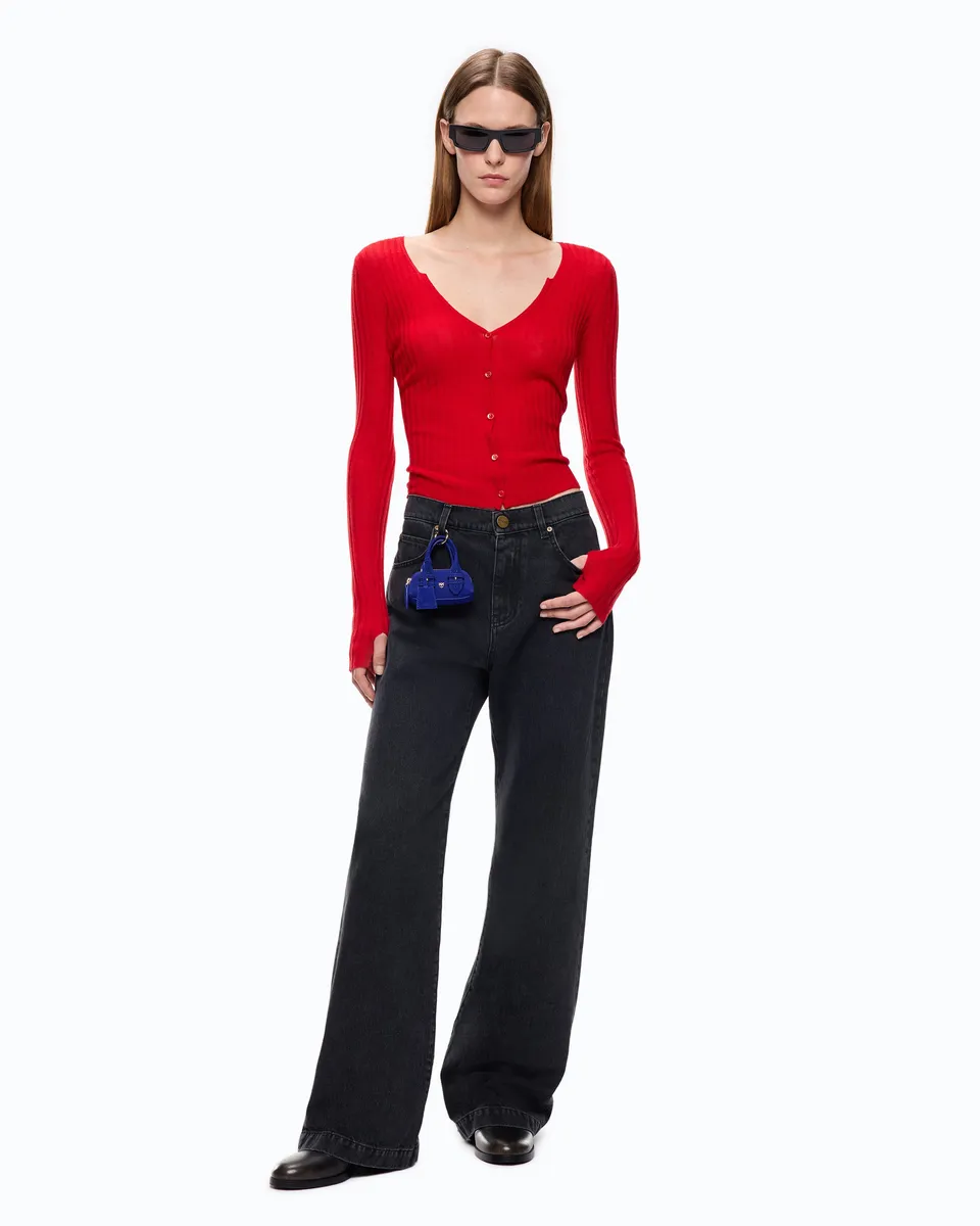 Pinko Wanda Waist Down Wide Leg jeansy czarne wide leg