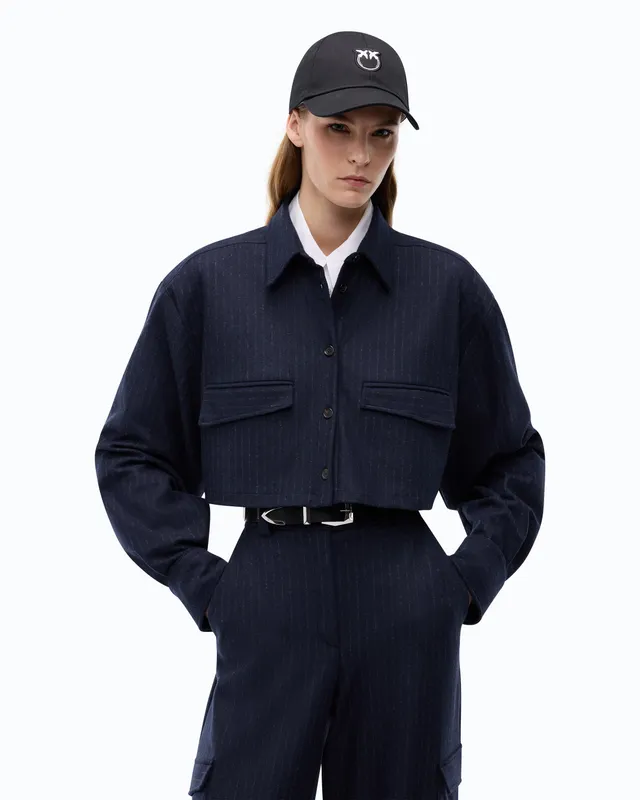 Pinko Taurasi Shirt koszula cropped niebieska prążka