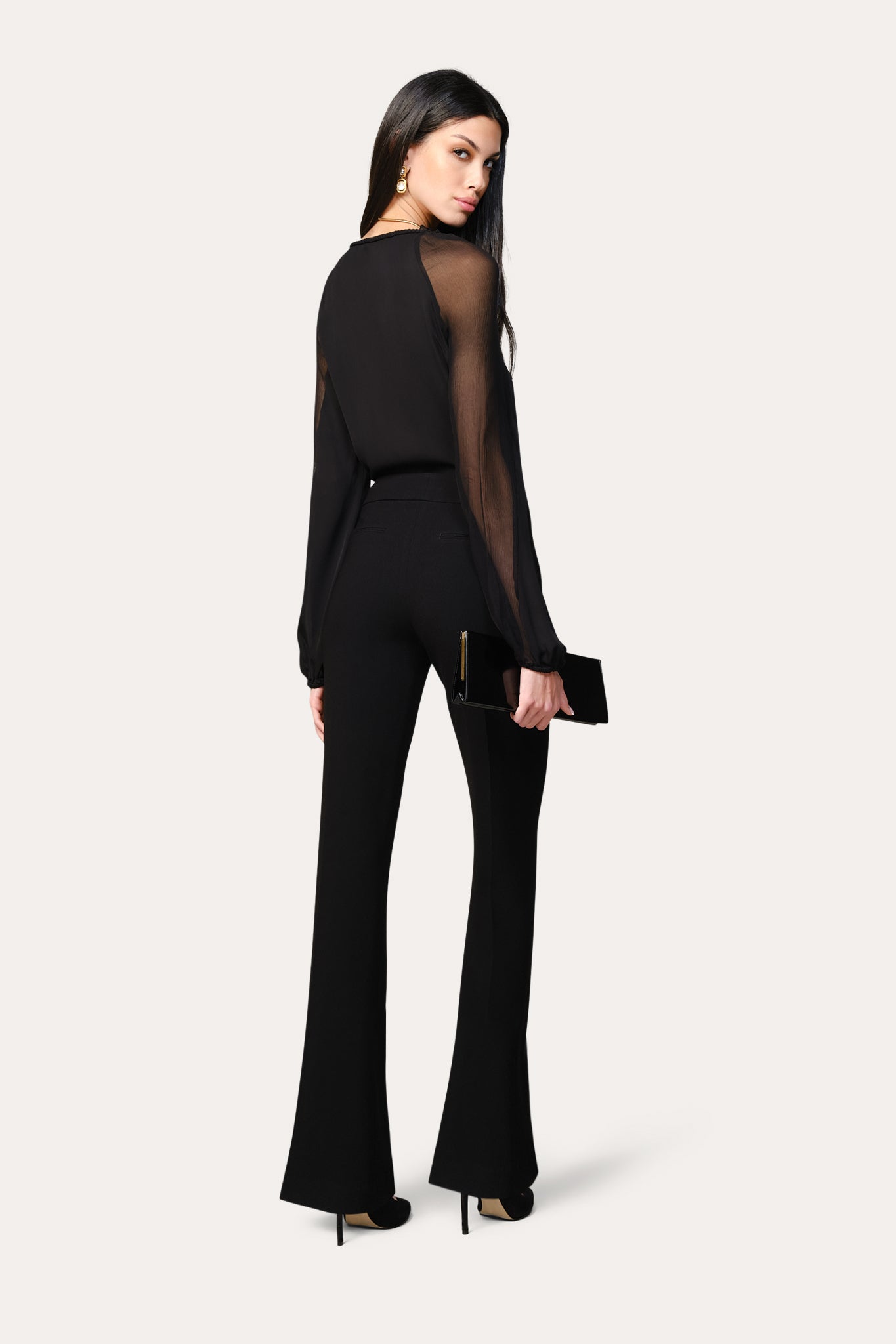 Elie Tahari Silk Chiffon bluzka Black jedwabna