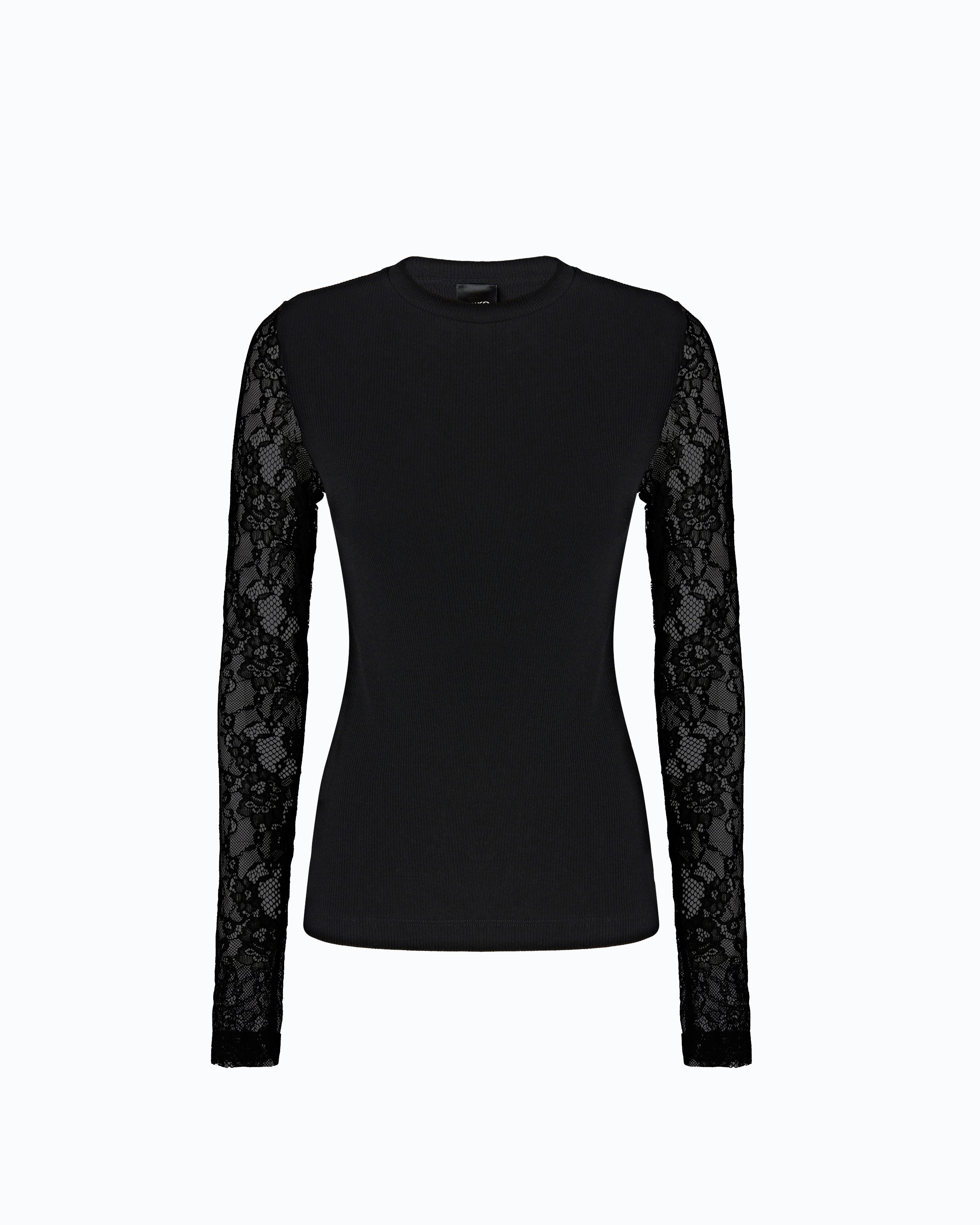 Pinko Fucecchio T-Shirt sweter czarny koronka
