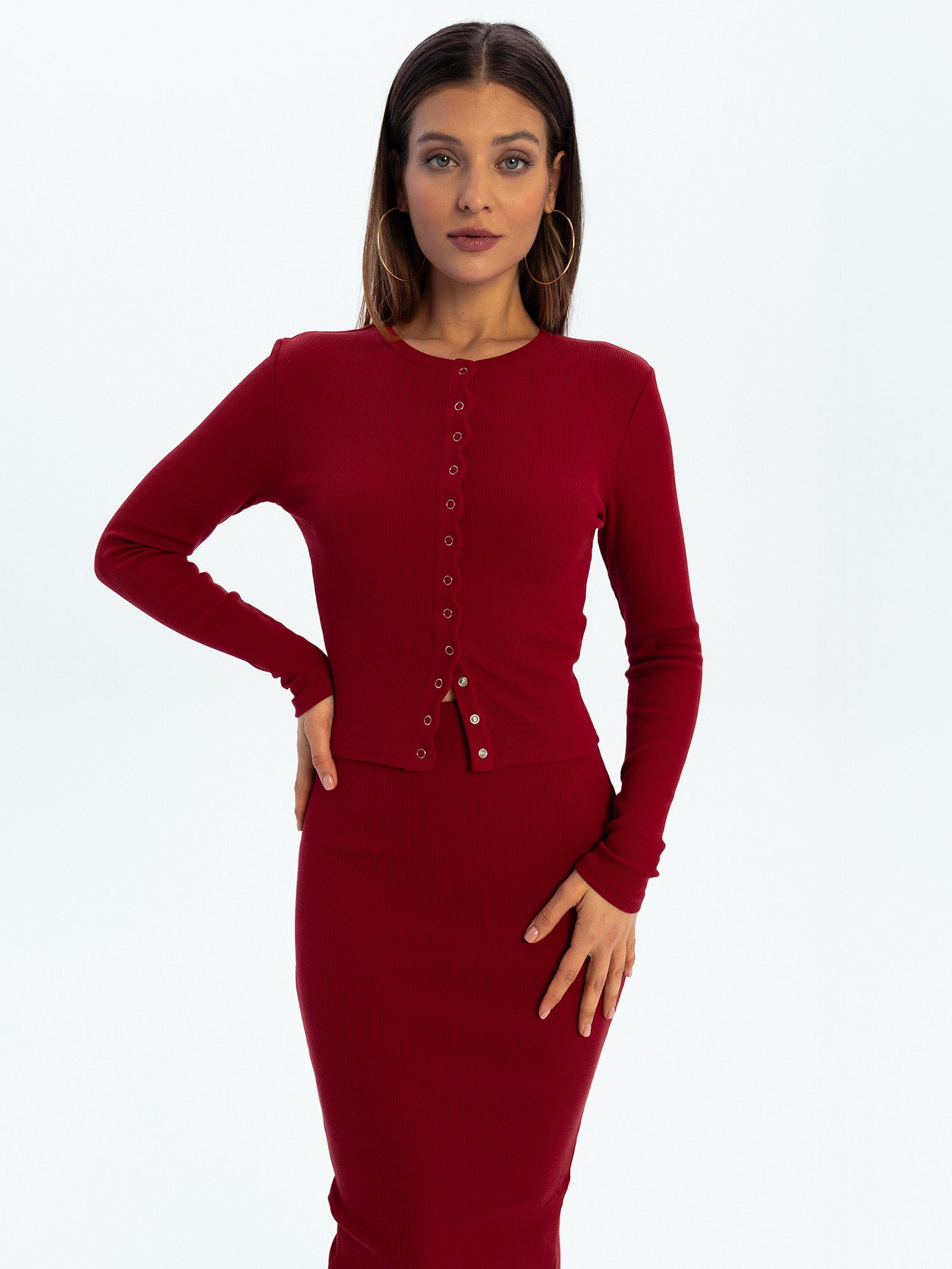 Nudyess Helsa top kardigan Cherry zapinany 50 cm