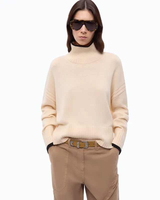 Pinko Falkland Sweater sweter golf beżowy kaszmir