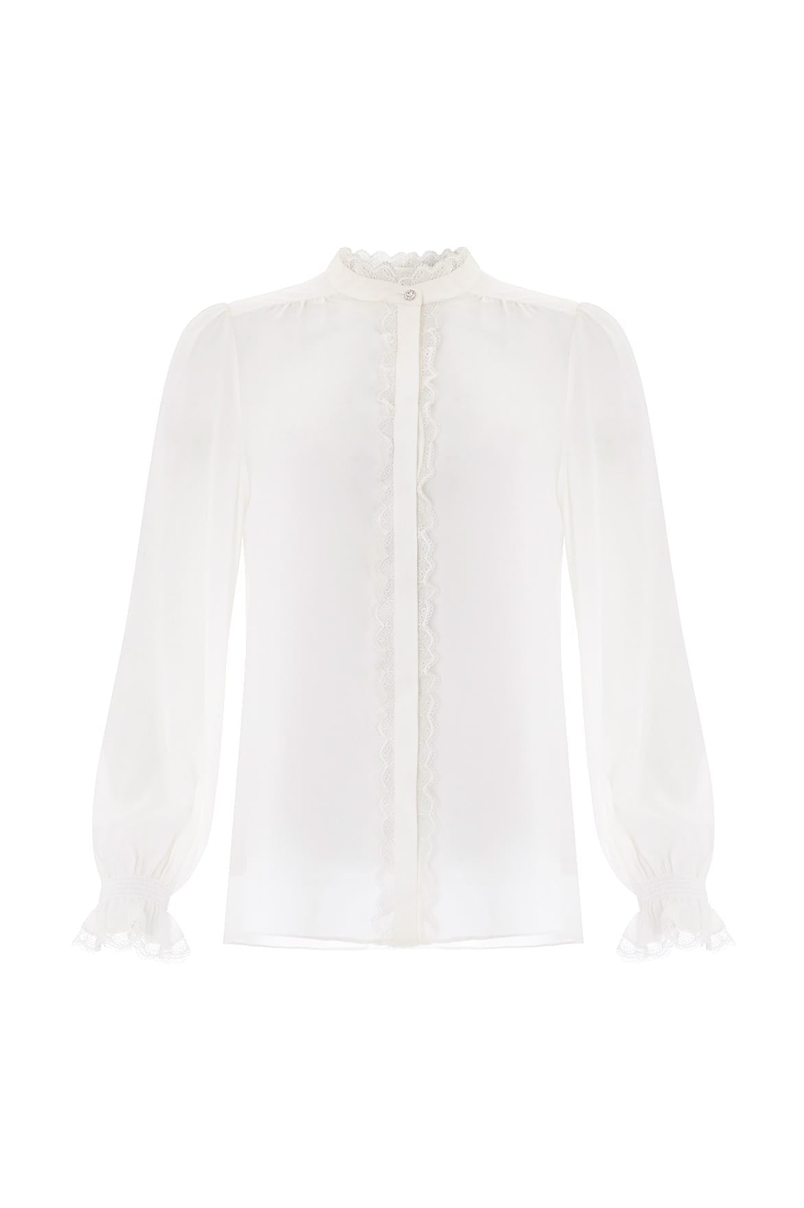 Needle & Thread Lace Trim bluzka biała jedwab