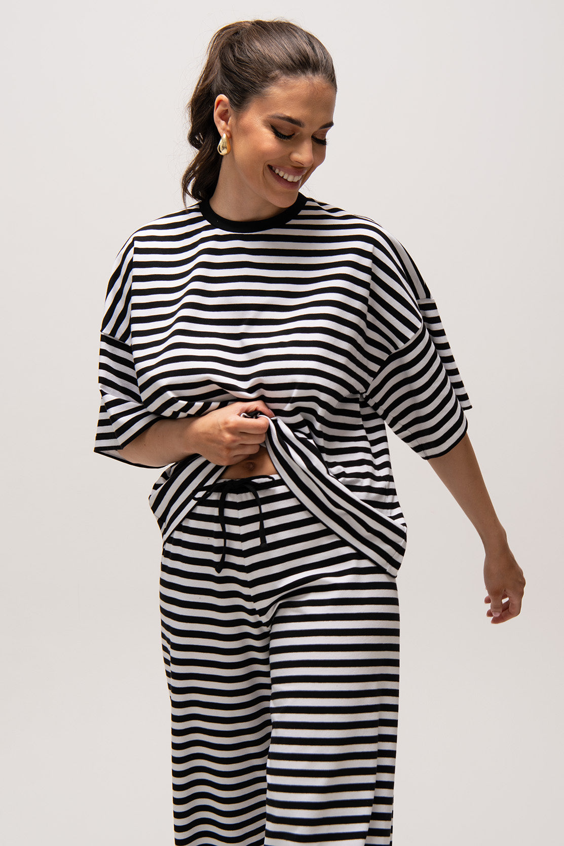 Nudyess Harper top bawełniany Black Stripes