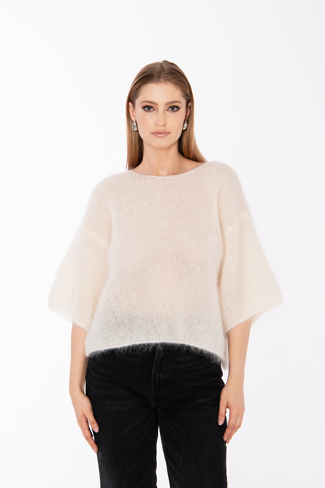 Nudyess Ruby sweter Ecru moherowy 3/4