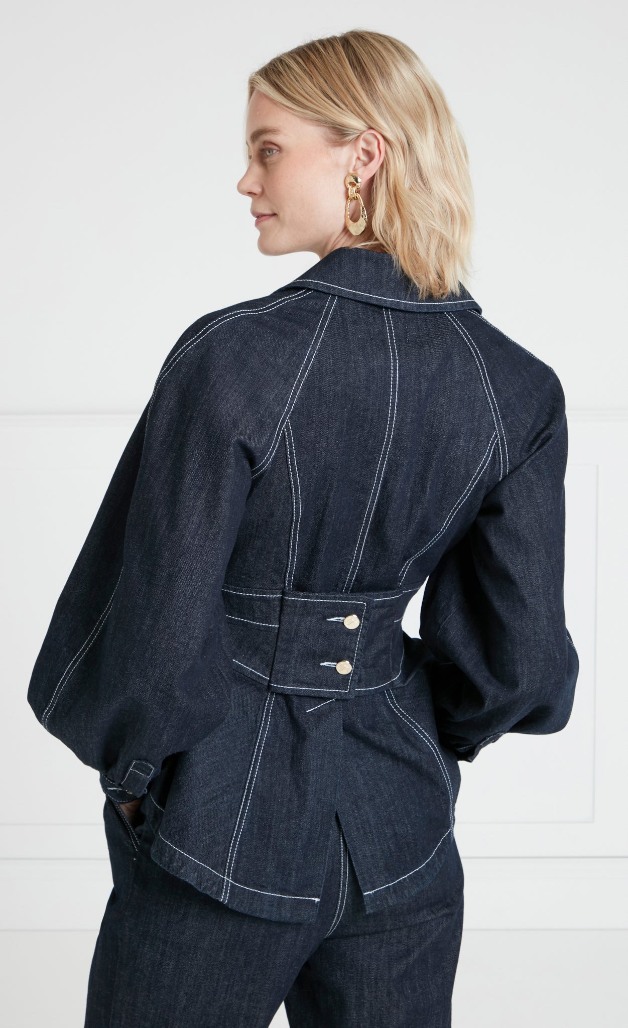 Temperley London Maye kurtka jeansowa niebieska