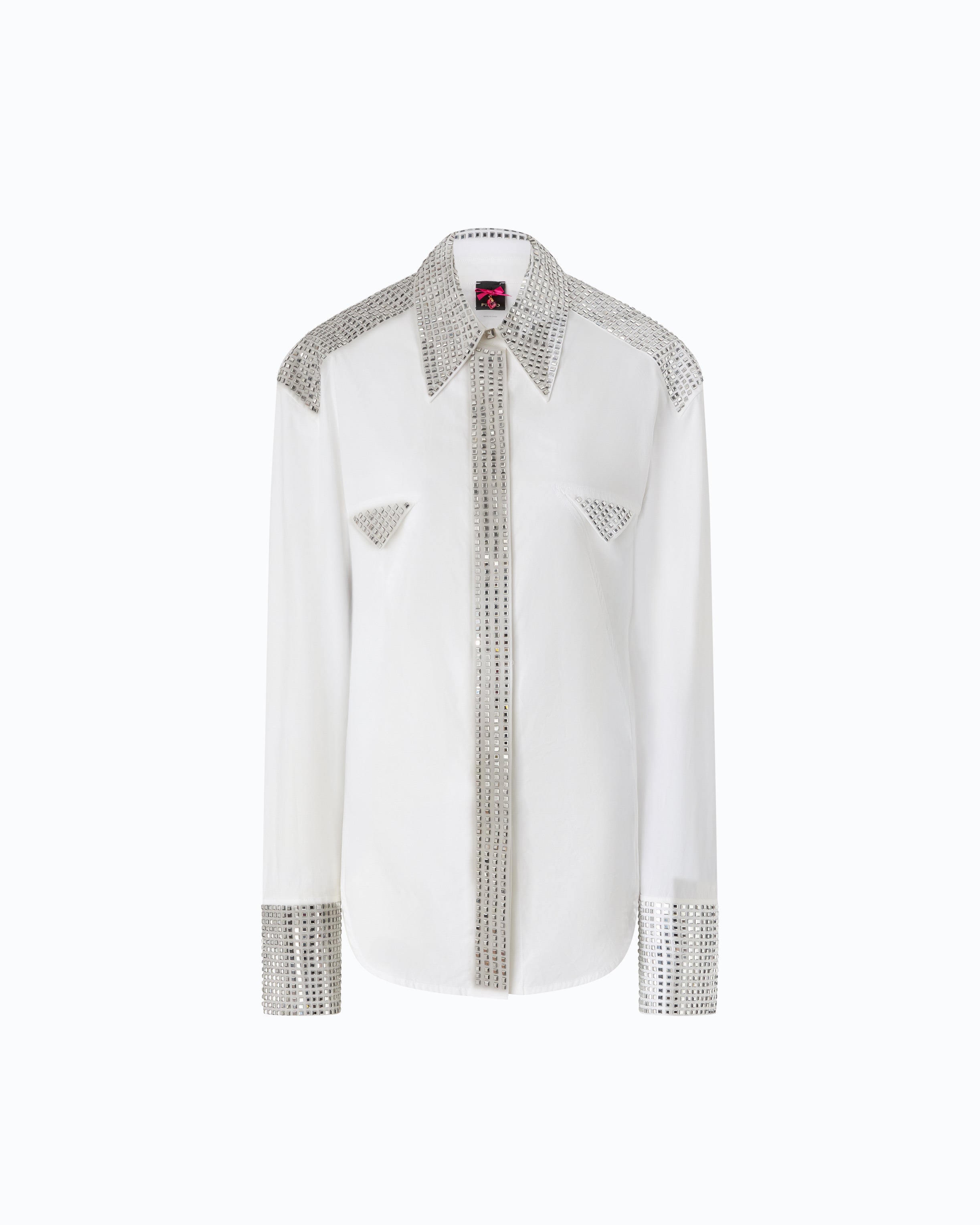 Pinko Honda Shirt koszula poplinowa biała strass