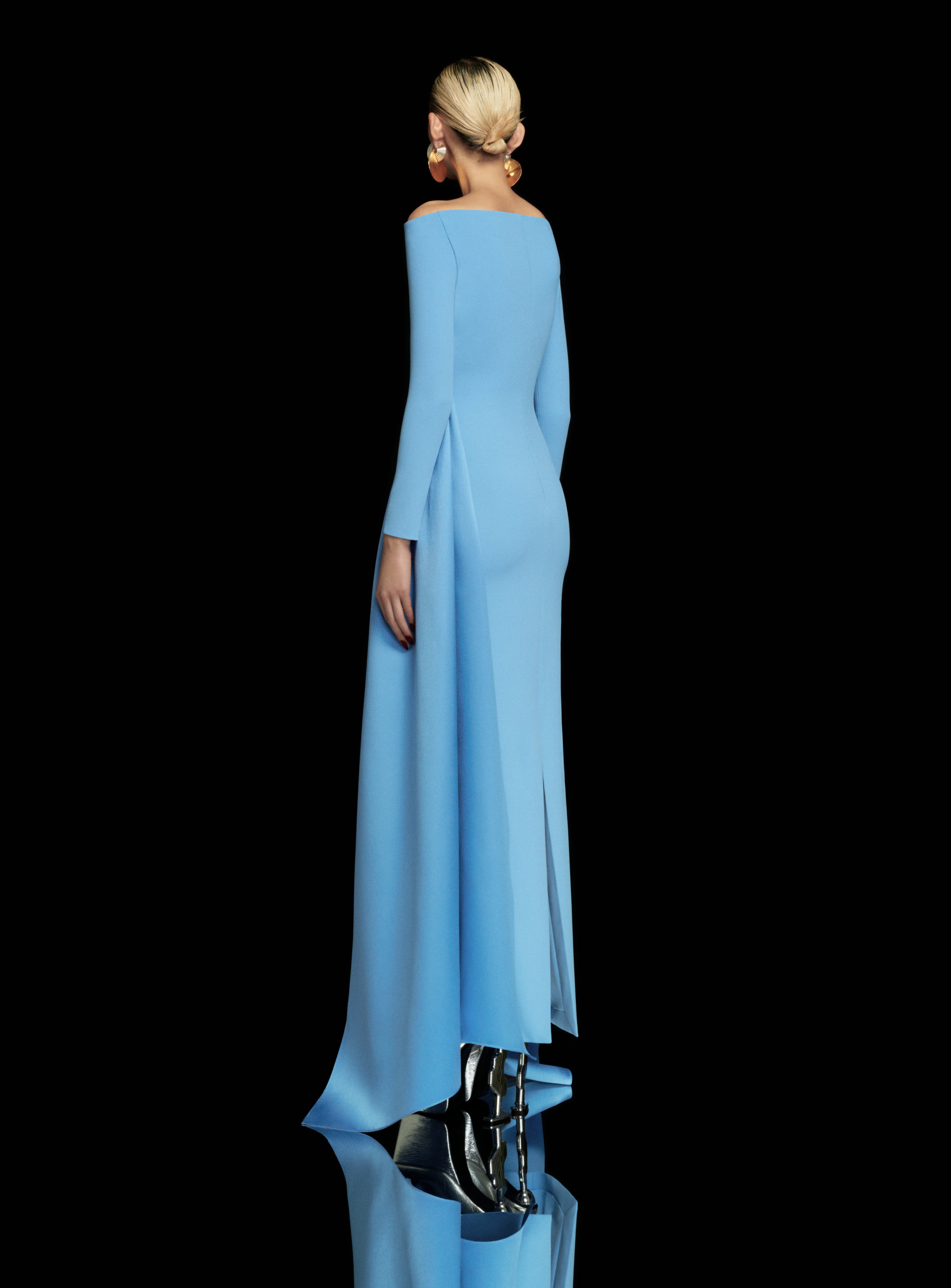 Solace London Irma sukienka wieczorowa maxi błękitna