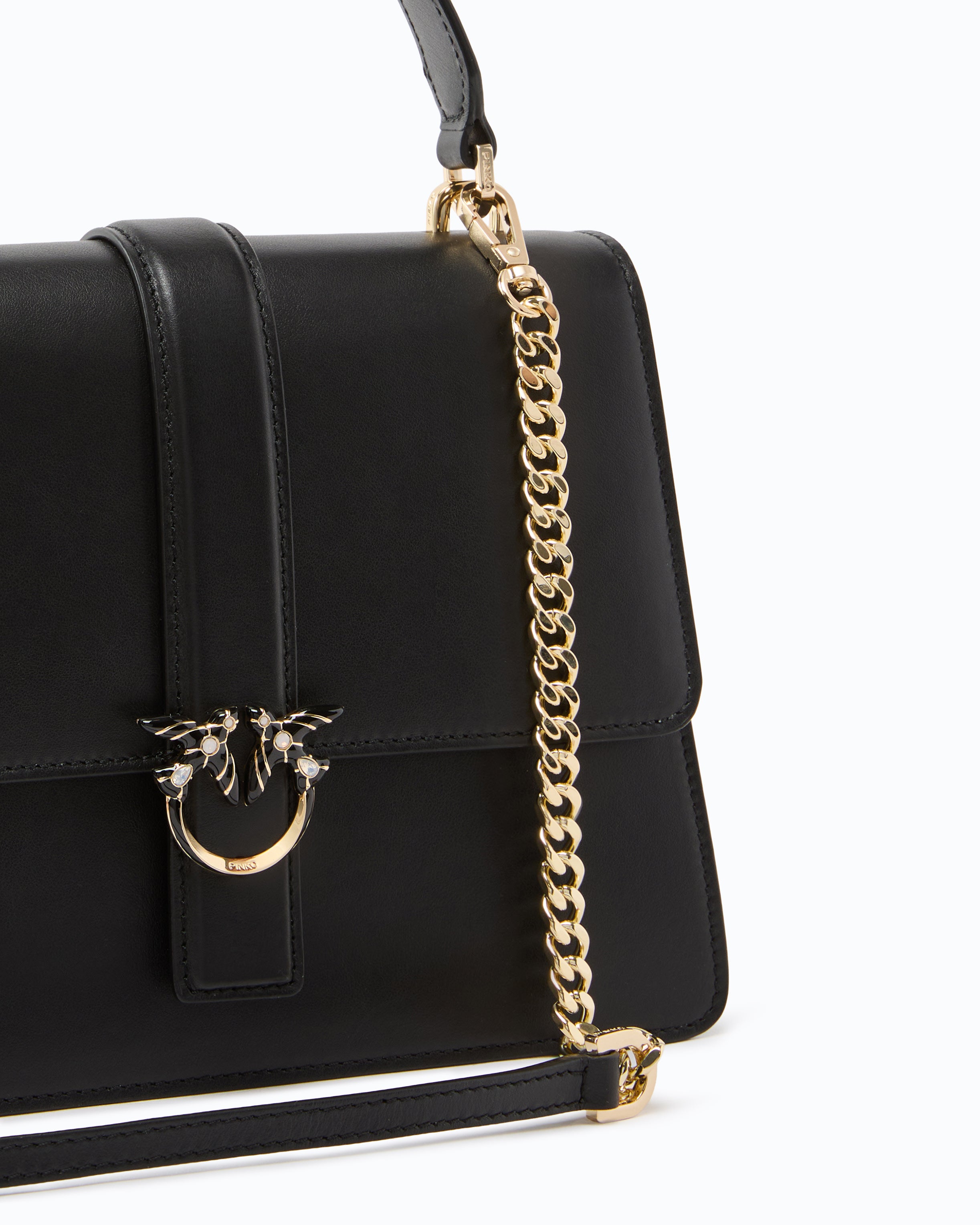 Pinko New Love Top Handle Classic torebka czarna skóra