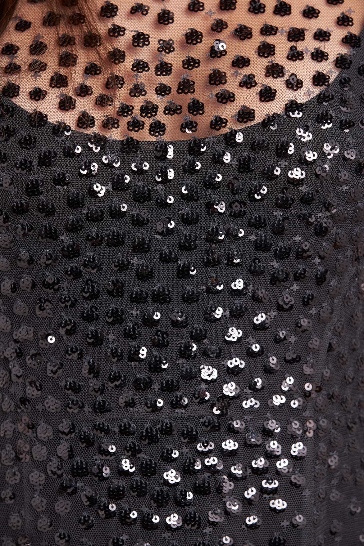 Needle & Thread Scallop Sequin Bow suknia czarna cekiny