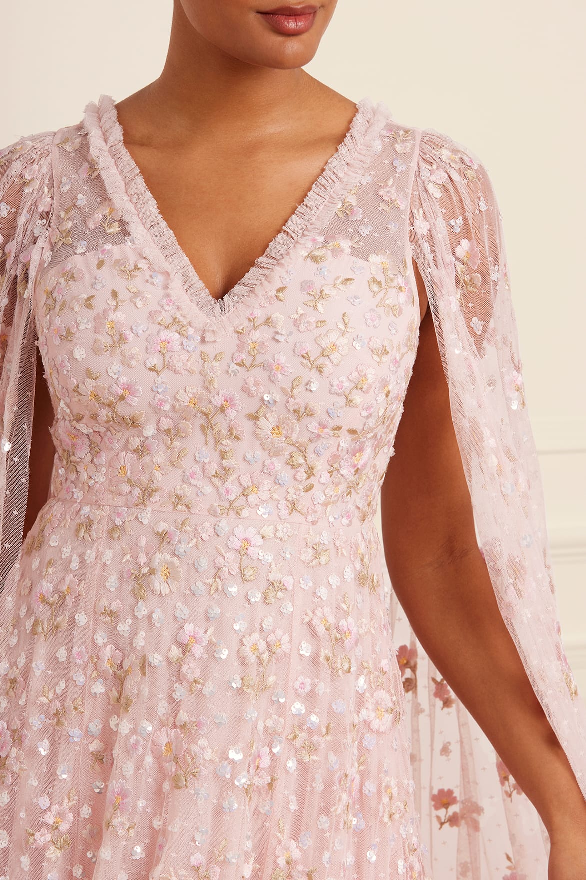 Needle & Thread Dahlia Ditsy Ankle Gown suknia różowa