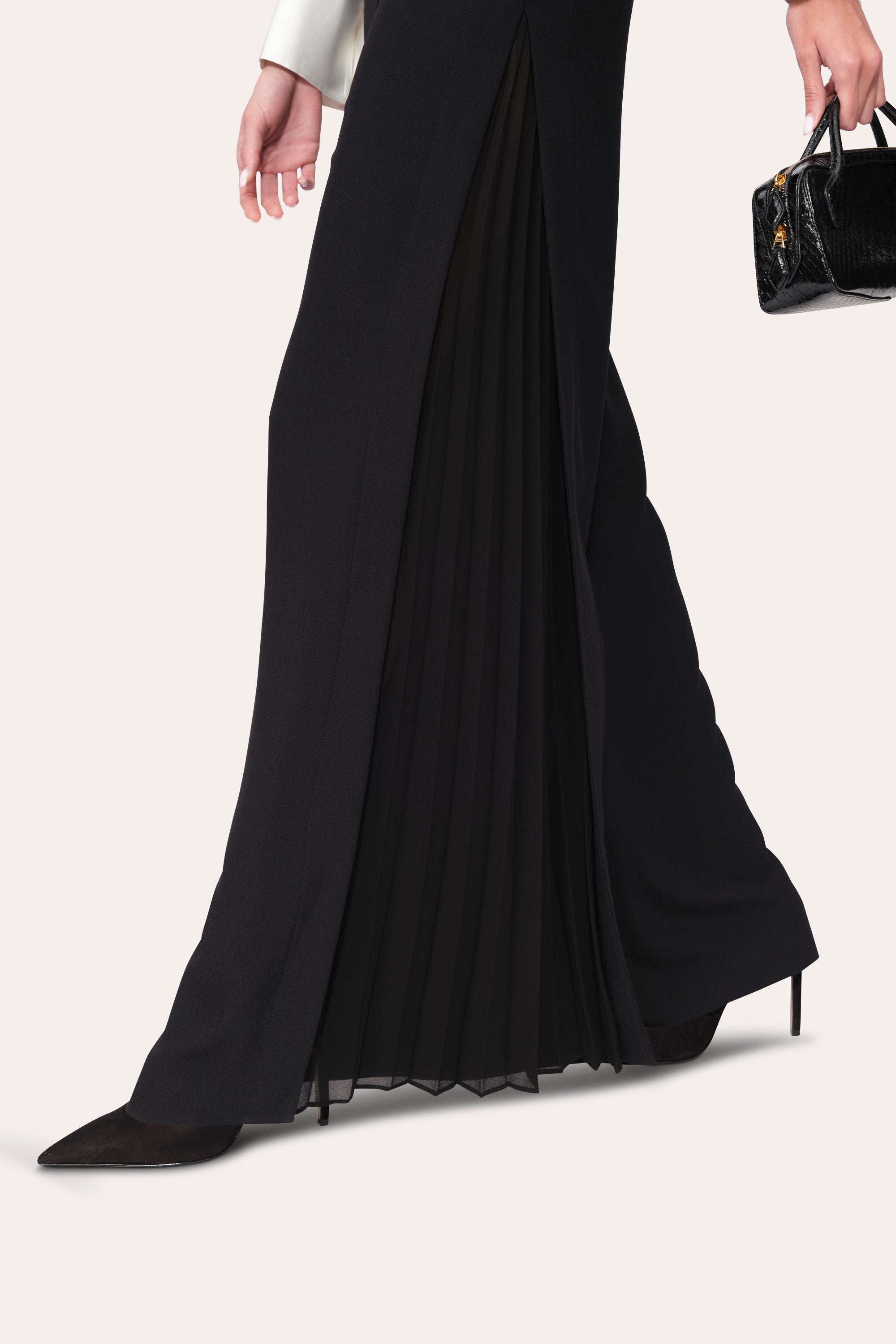 Elie Tahari Fluid Pleated spodnie czarne szerokie