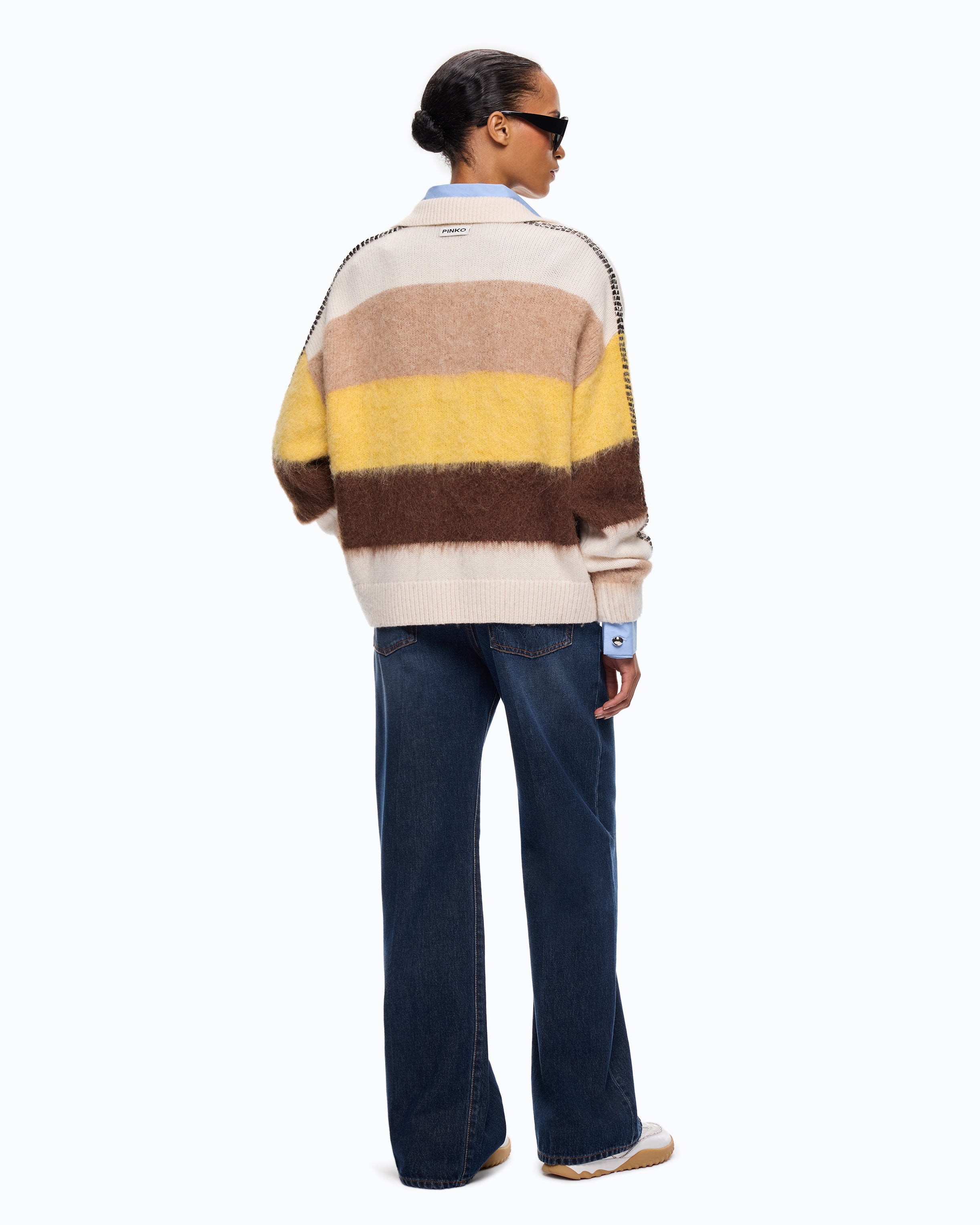 Pinko Strillo Polo Shirt sweter alpaka w paski