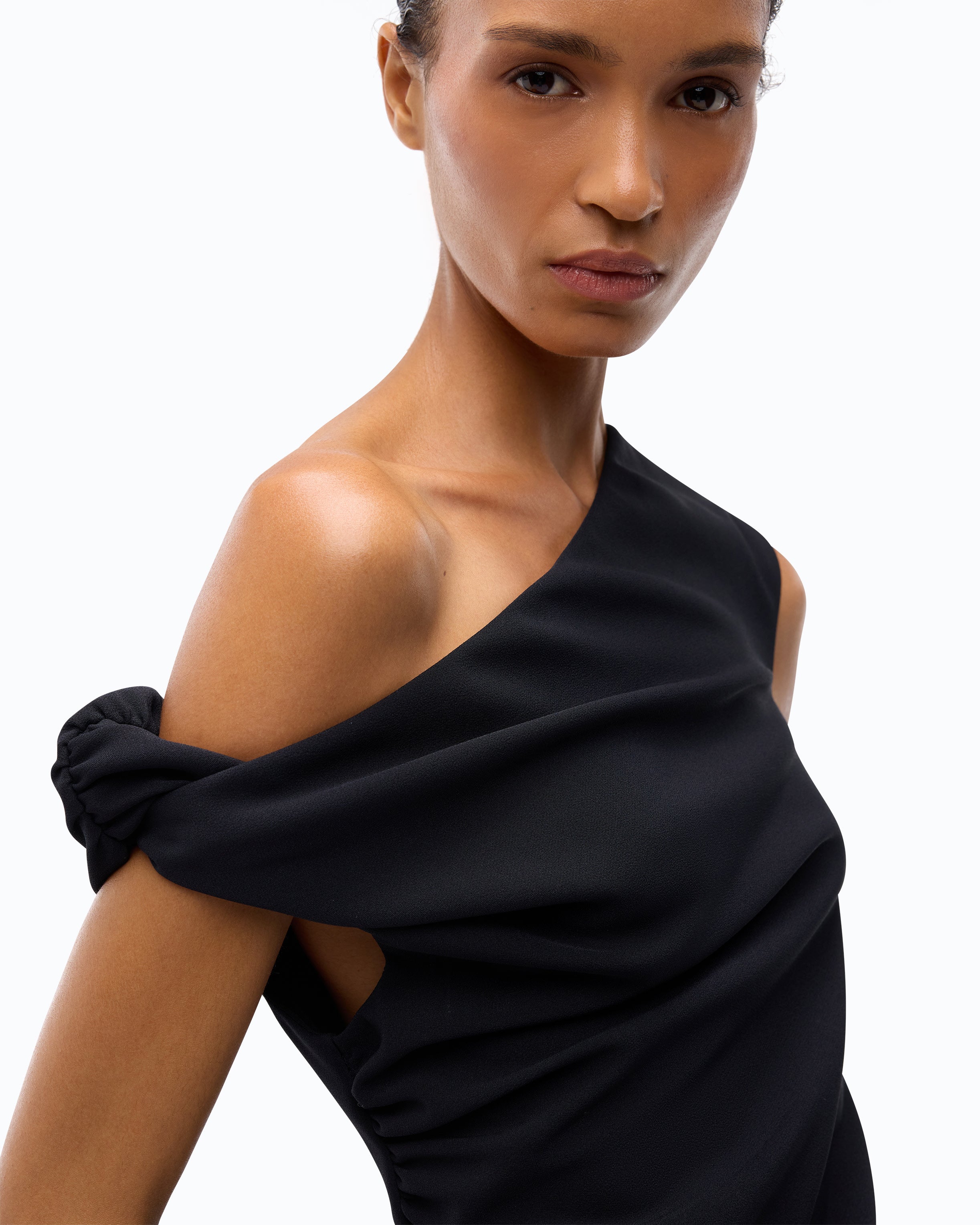 Pinko Carasino Dress sukienka mini czarna drapowana