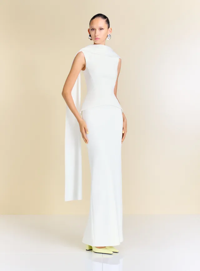 Solace London Annie sukienka maxi kremowa ślubna