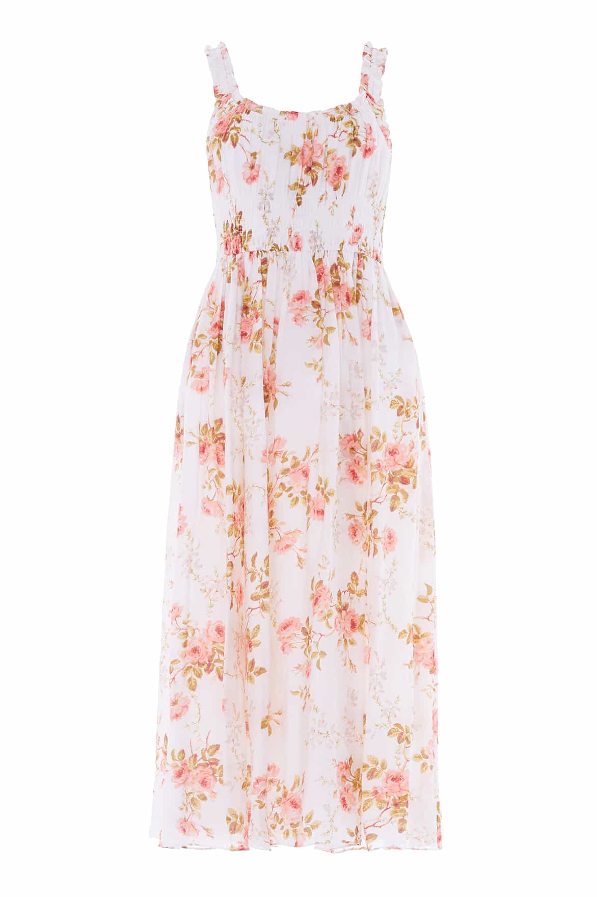 Needle & Thread Summer's Rose Ankle Gown sukienka biała w kwiaty