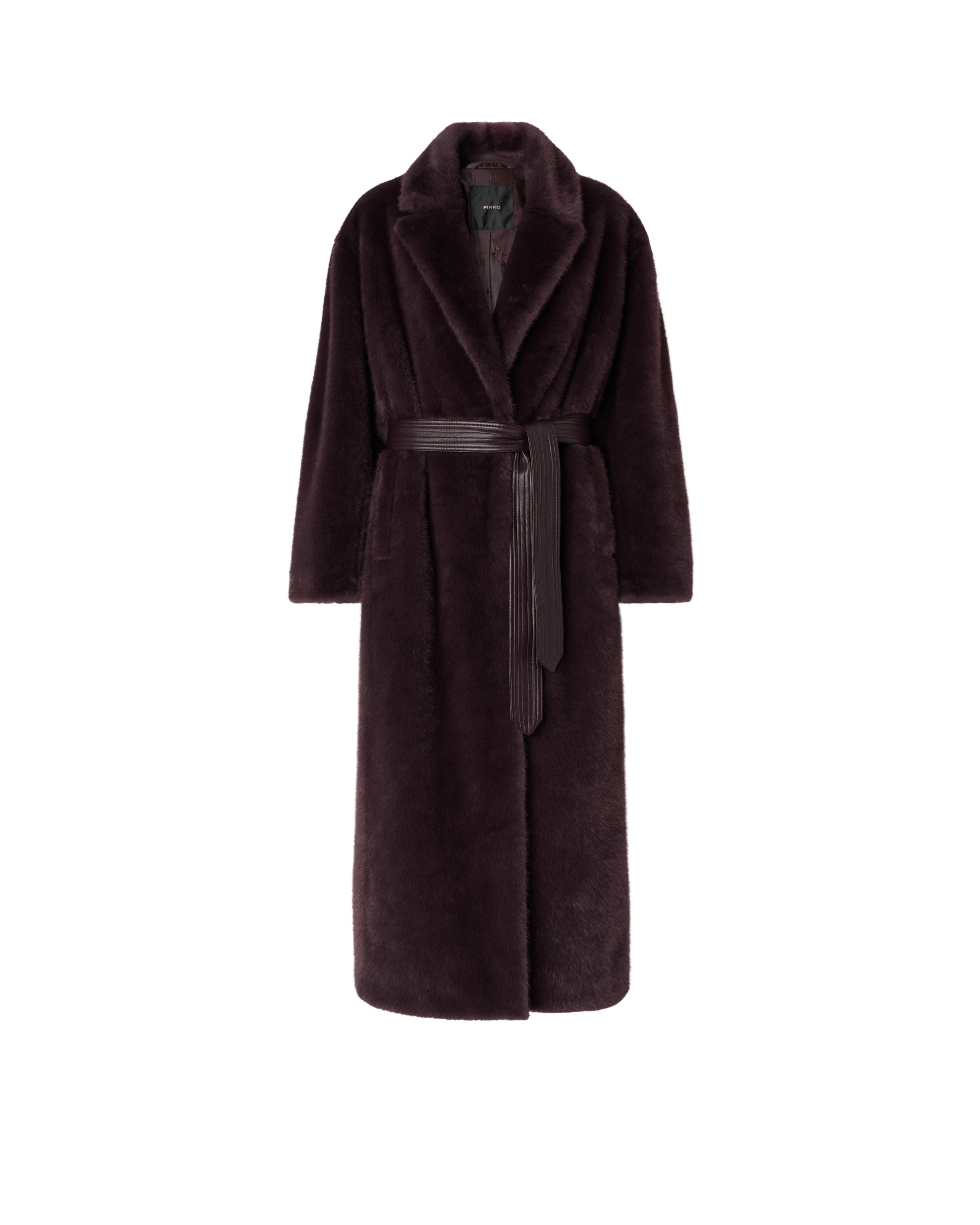 Pinko Calendula Coat płaszcz długi brązowy futro