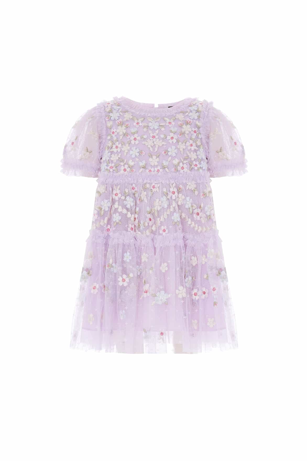 Needle & Thread Garland Ribbon Baby Dress sukienka liliowa z haftem