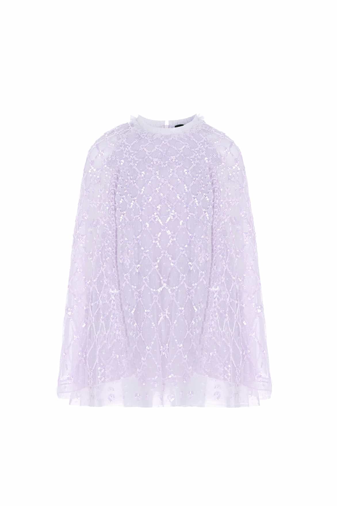 Needle & Thread Heart Lattice Cape sukienka fioletowa cekiny