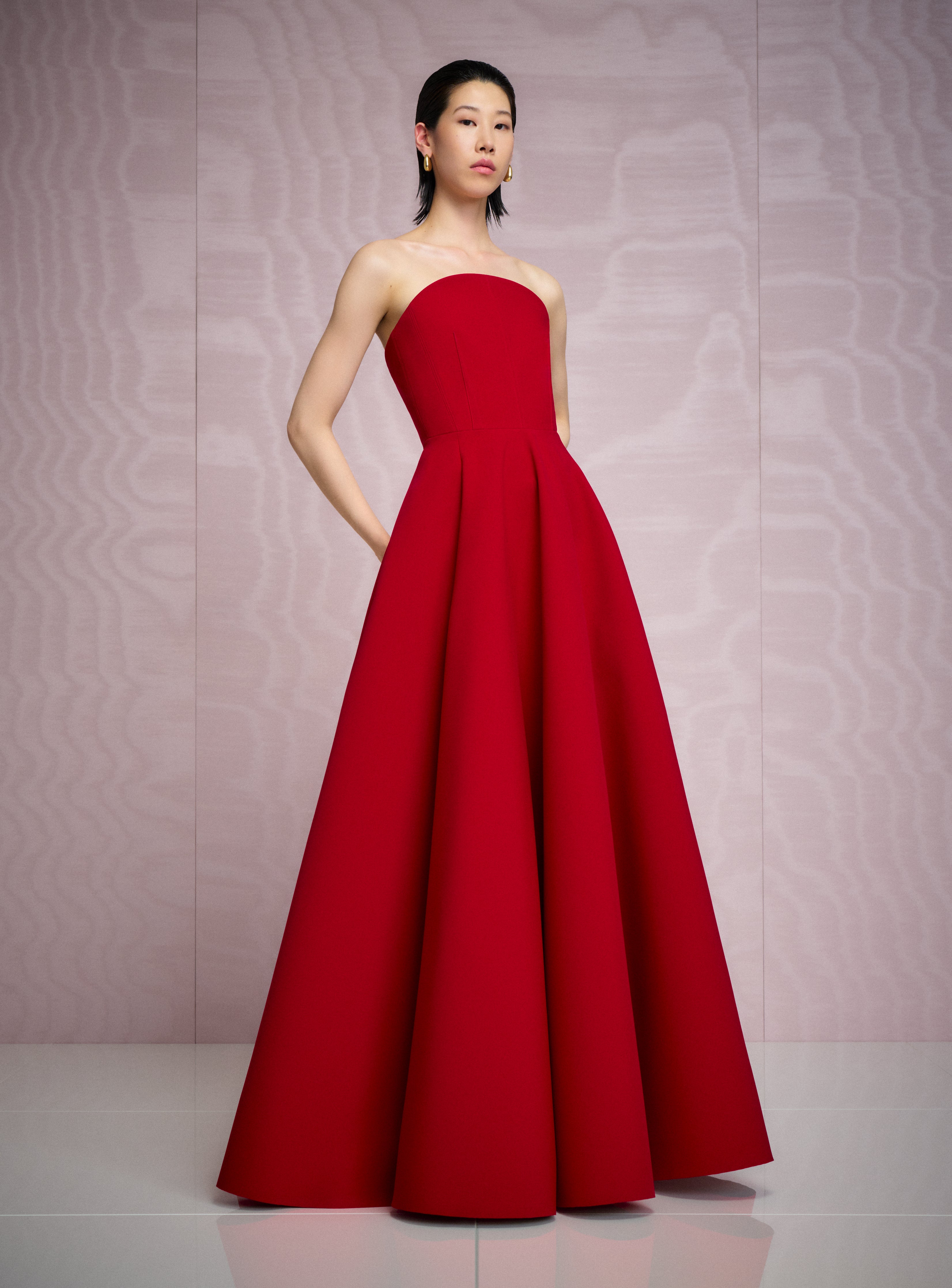 Solace London Mathilde sukienka maxi czerwona bez ramiączek