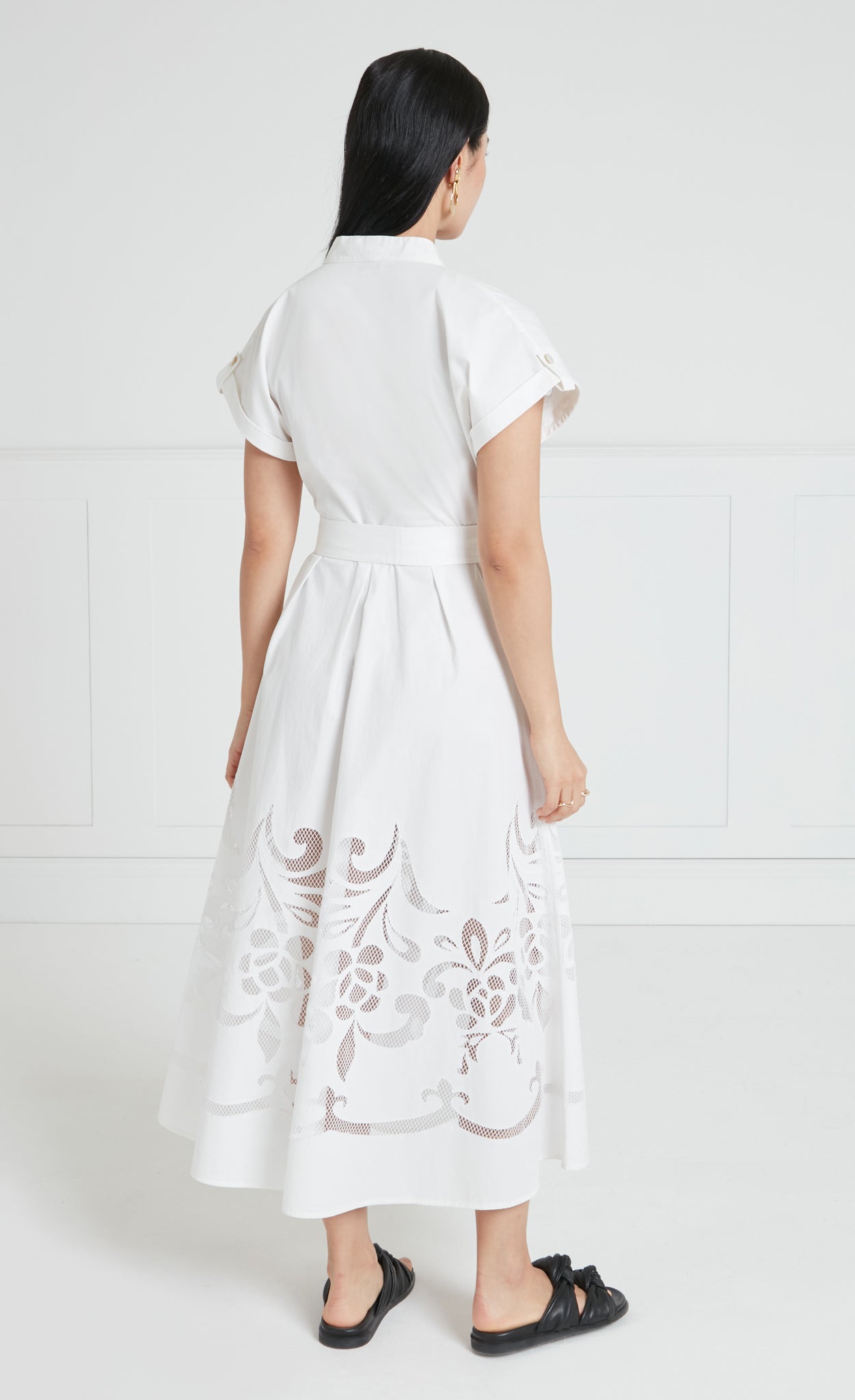 Temperley London Nelle Dress sukienka biała midi haft