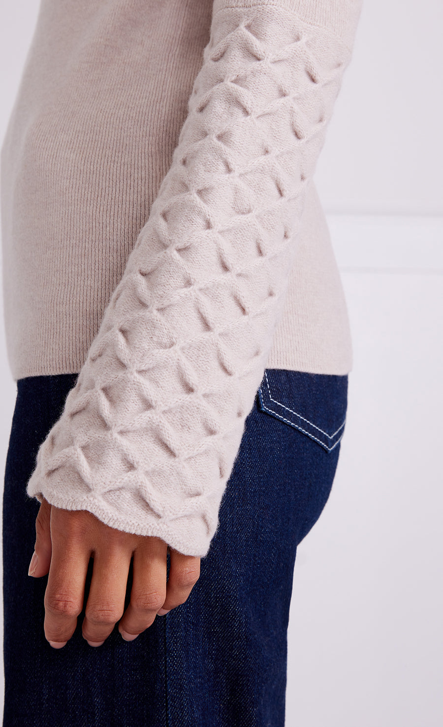 Temperley London Honeycomb sweter wełniany Buttermilk golf