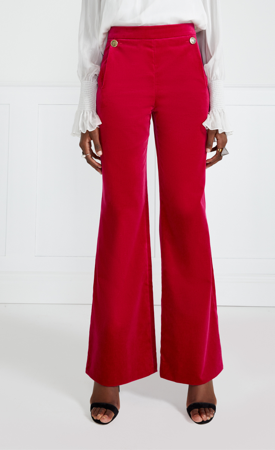 Temperley London Clove spodnie welur różowe