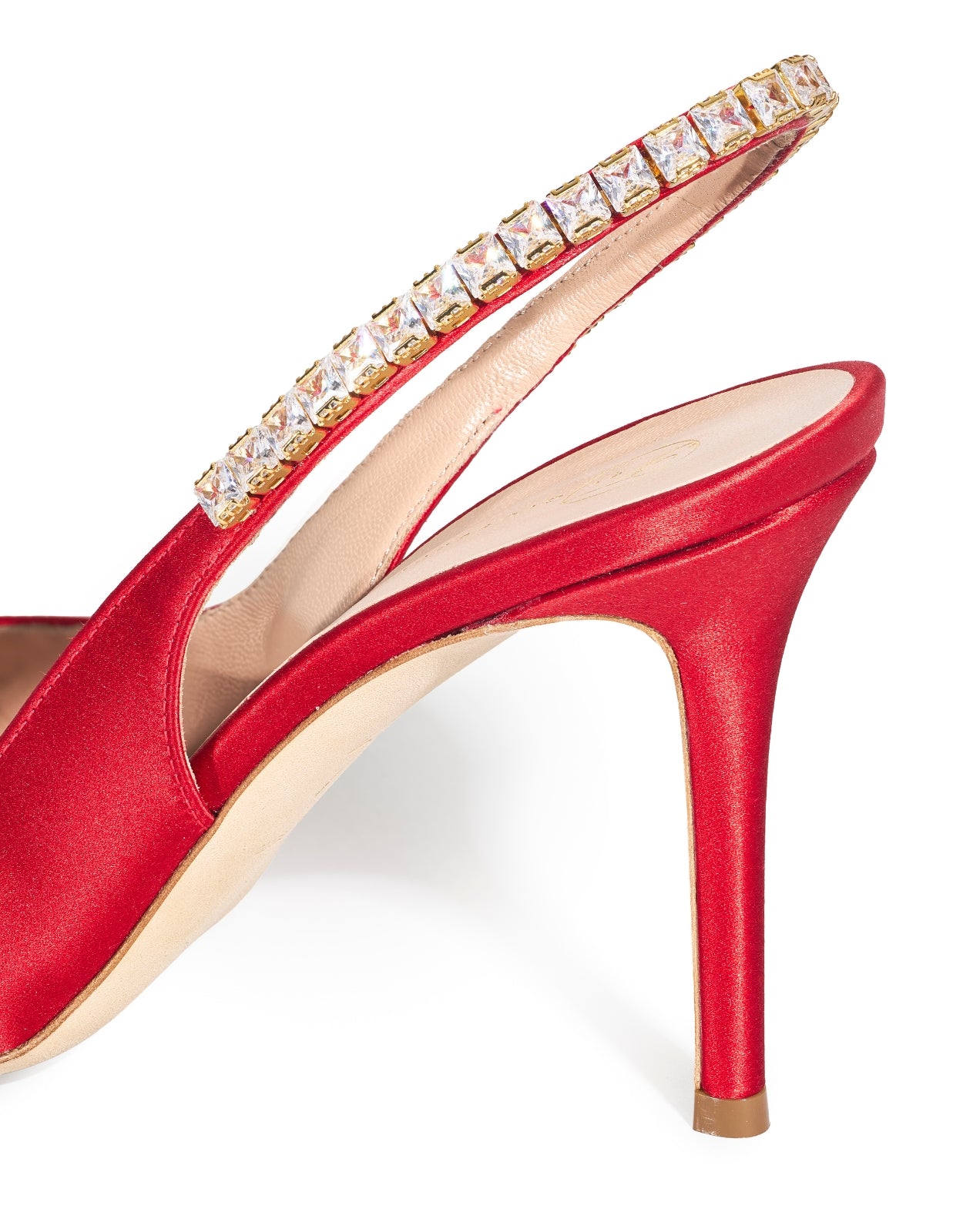 Temperley London Raven Slingbacks szpilki czerwone satyna