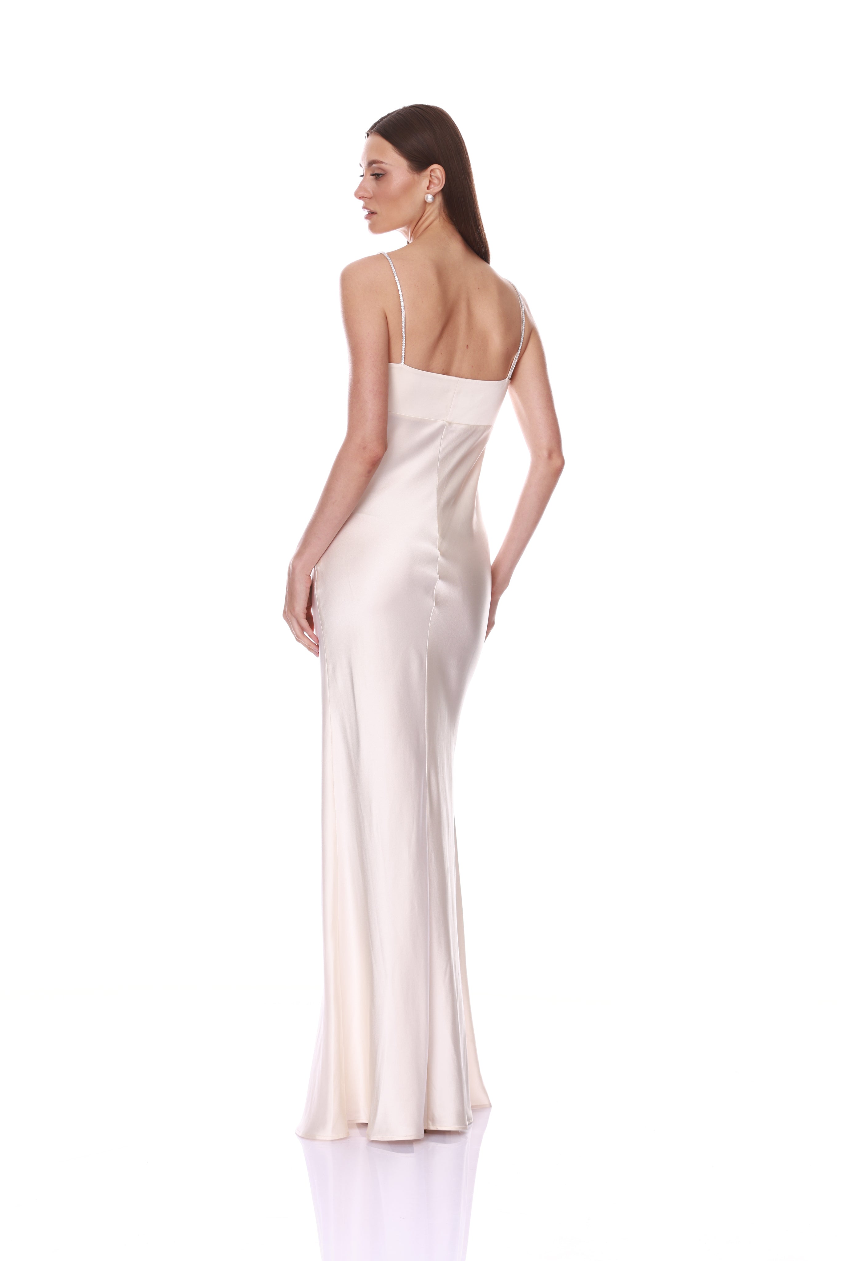 Bronx and Banco Kyla Silk sukienka wieczorowa ivory z peleryną