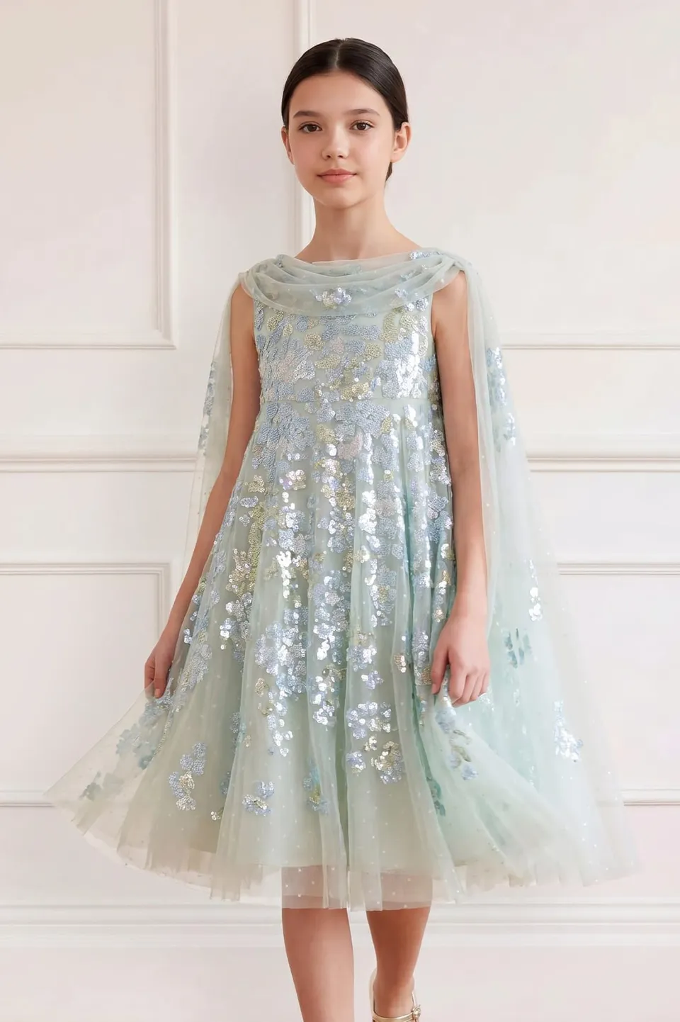 Needle & Thread Wisteria Sequin sukienka dziecięca Green
