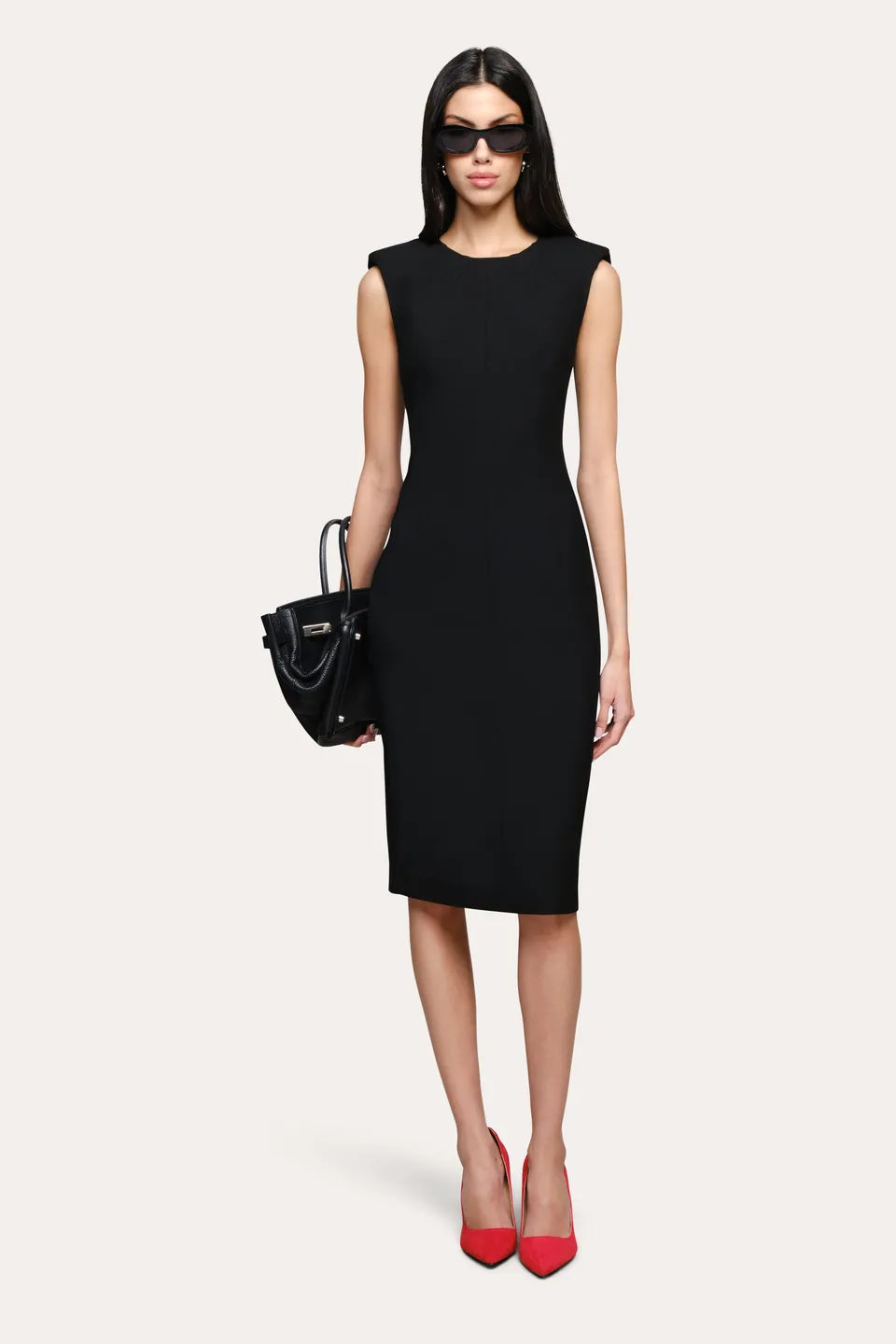 Elie Tahari Camille Crepe Dress sukienka czarna midi koktajlowa