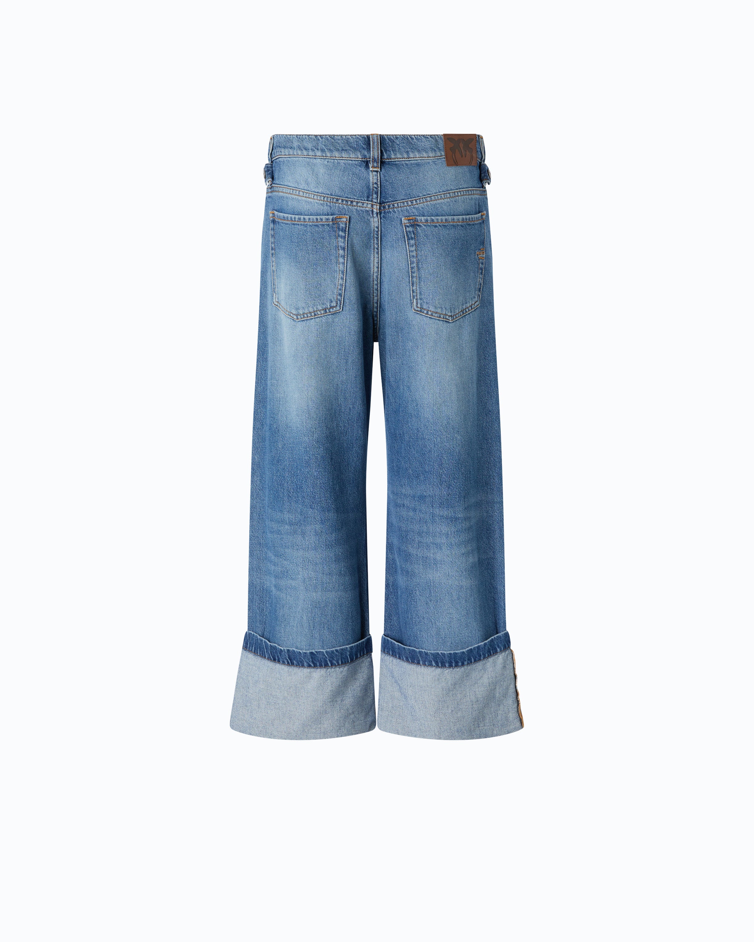 Pinko Cyntia jeansy cropped jasnoniebieskie z paskiem