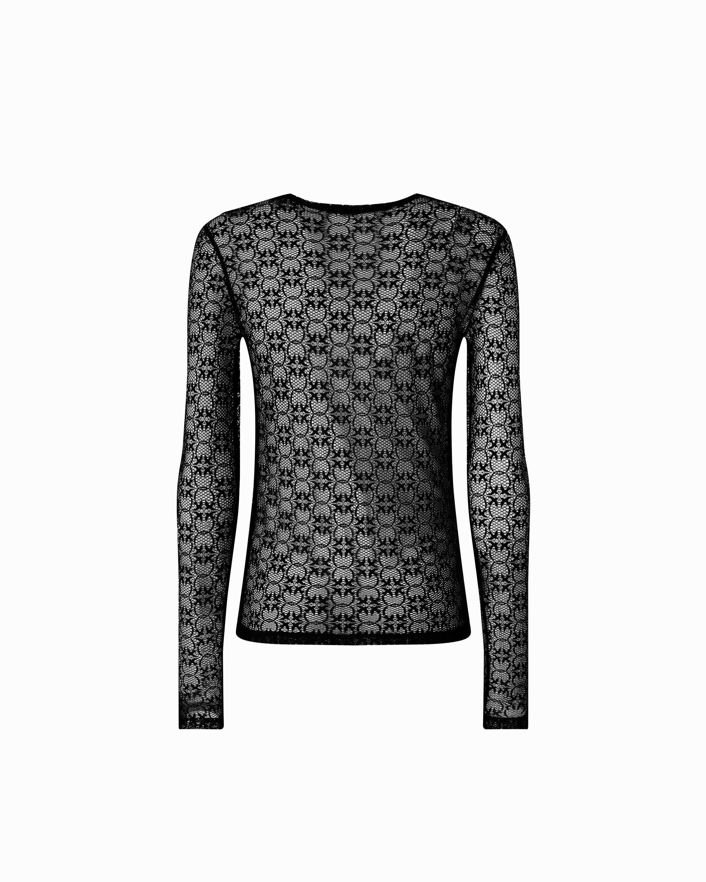 Pinko Rover sweter koronkowy czarny Love Birds