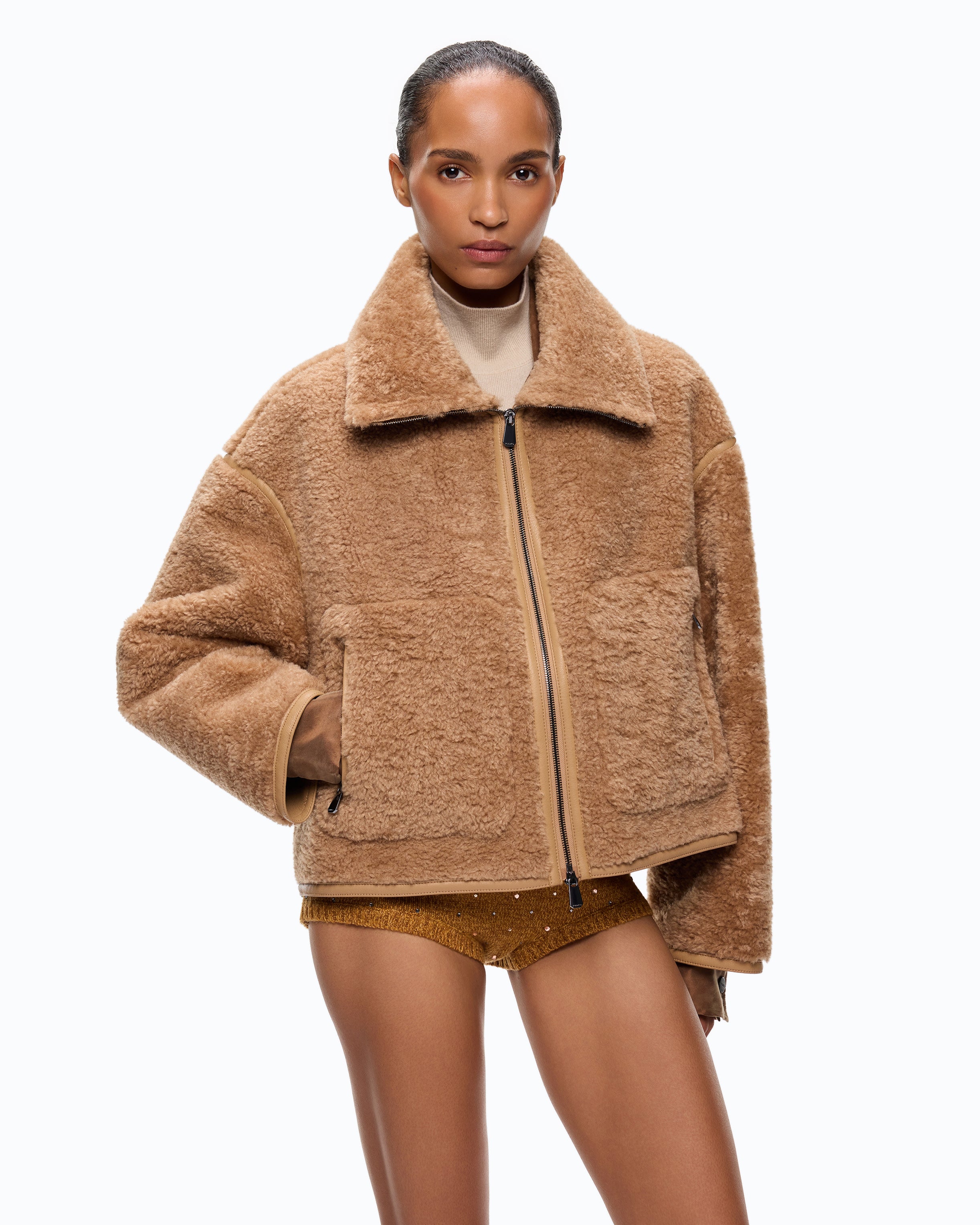 Pinko Campsis Peacoat bosmanka kożuchowa beżowa
